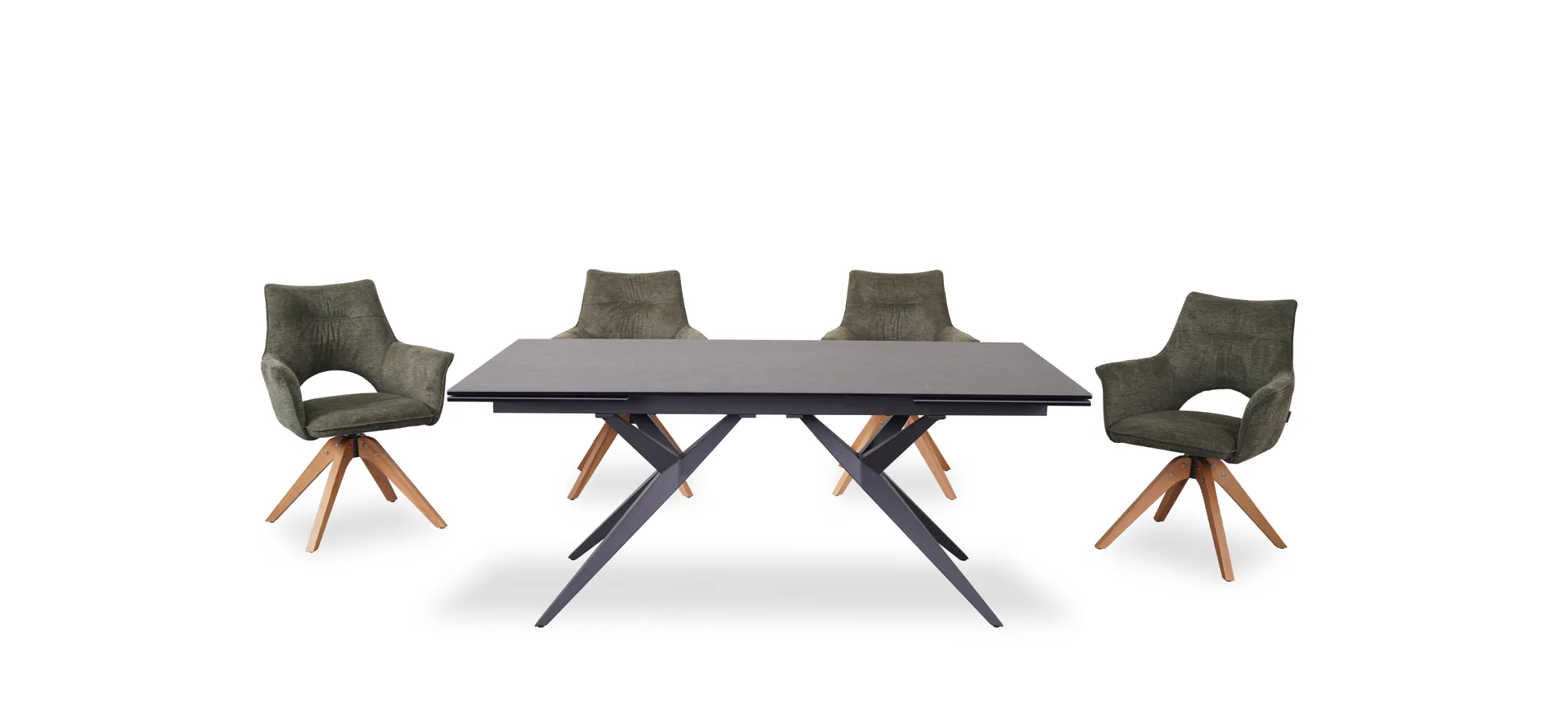 Esstisch, Glaskeramik dunkelgrau, ausziehbar - Michela