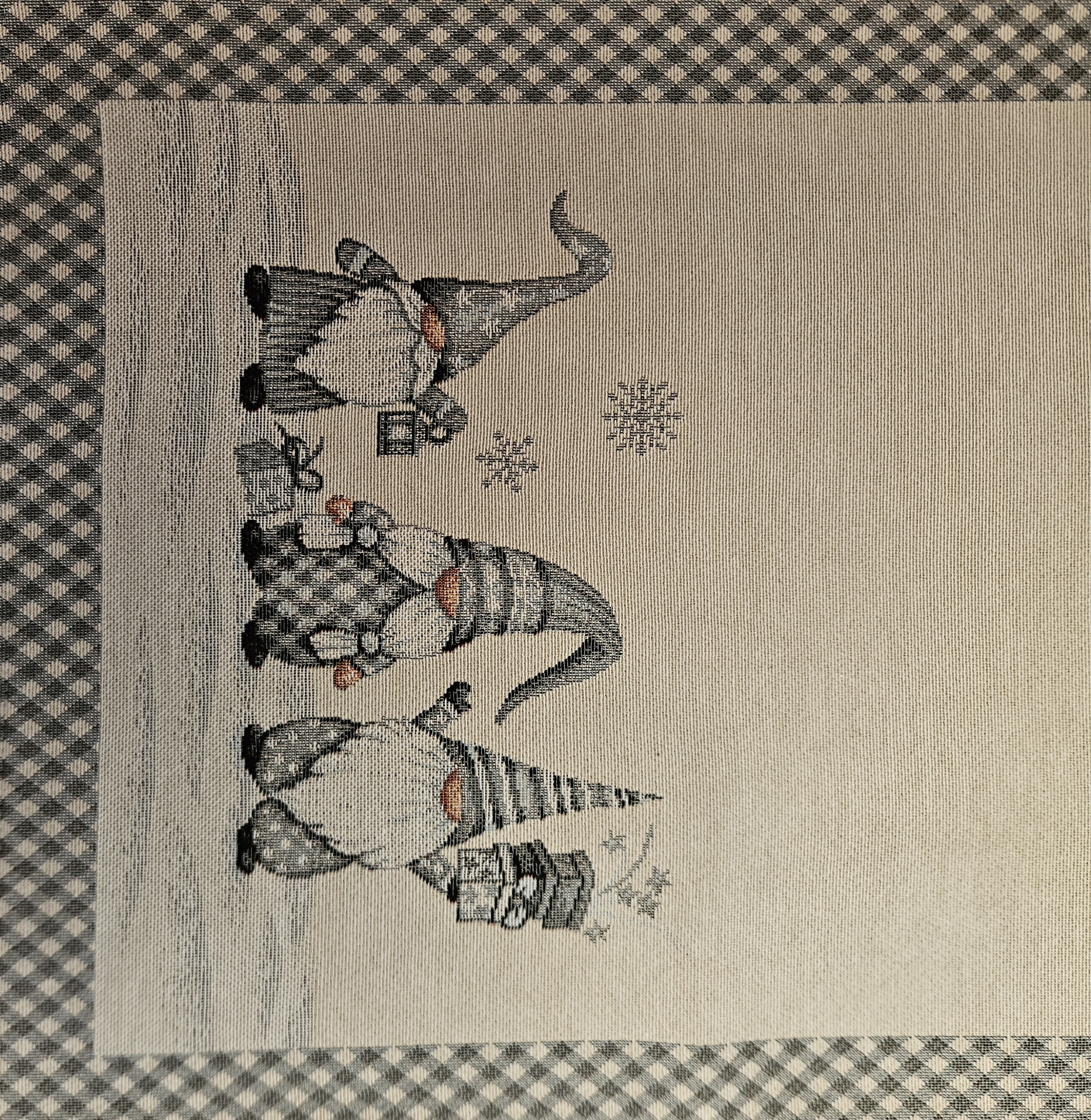 Tischset Weihnachtsgobelin - 38x48cm, Zwerge grau