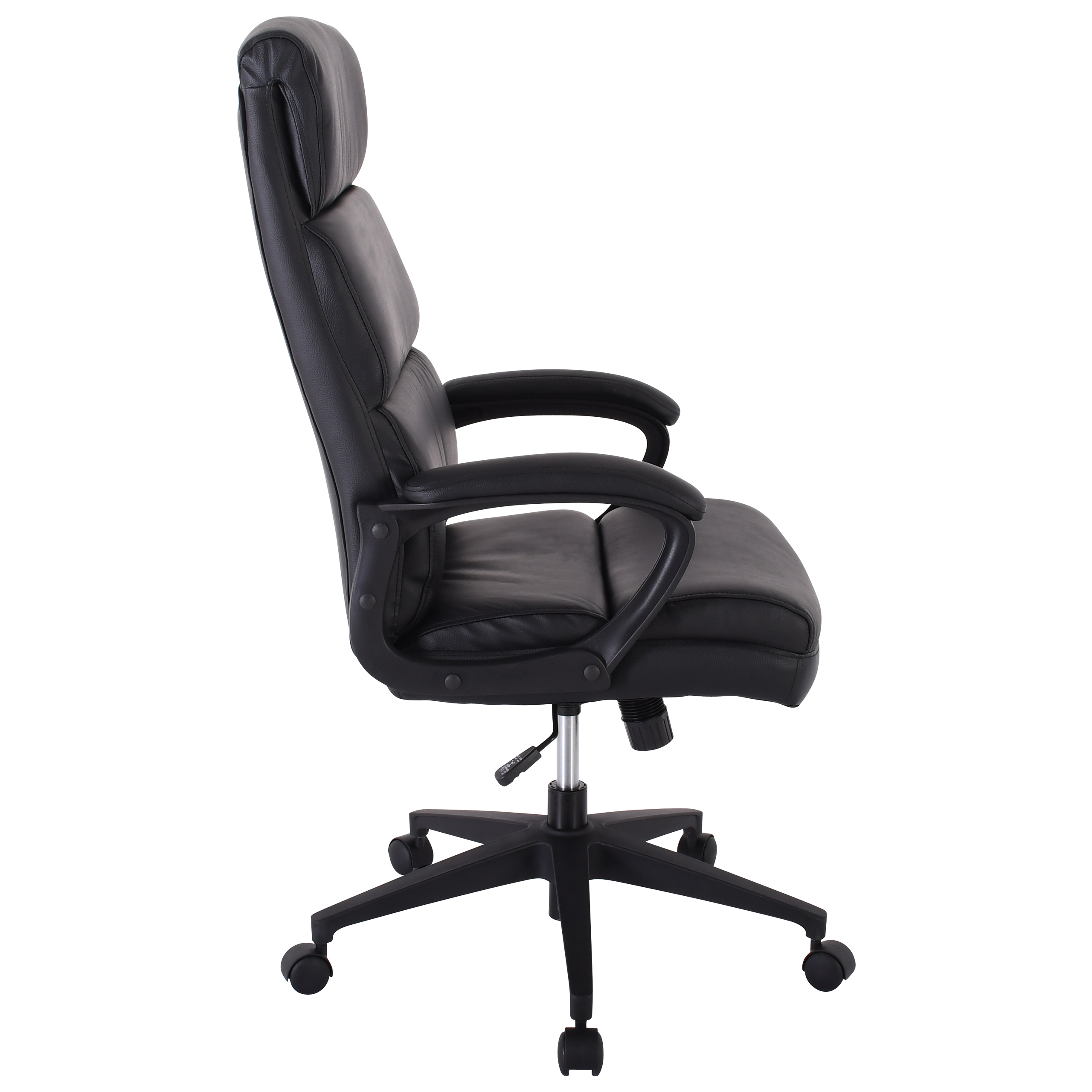 Bürostuhl, Leder schwarz, Gestell schwarz - DREHSTÜHLE