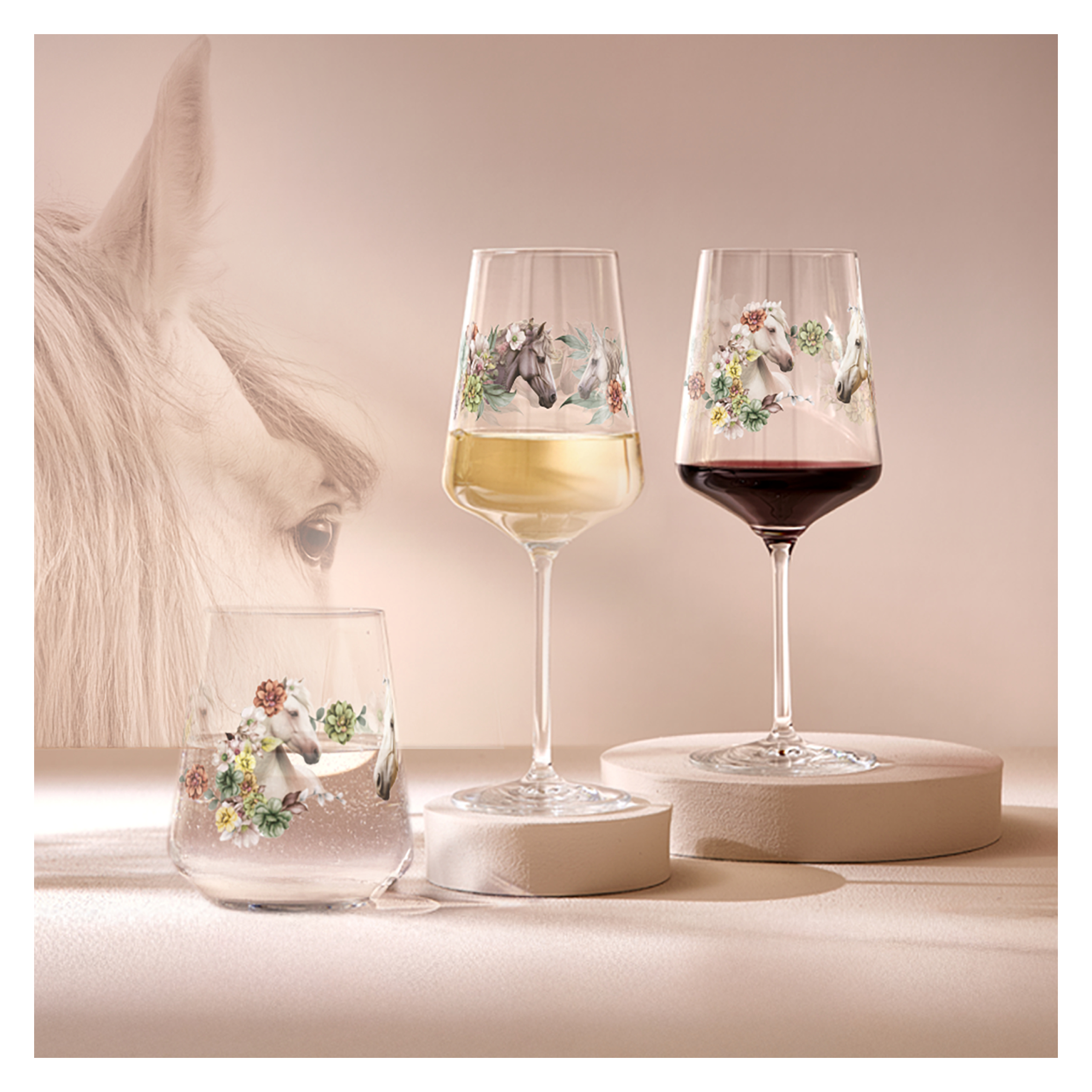 Ritzenhoff Wasserglas-Set Reitgold - 2-er Set, Floral- Pferd
