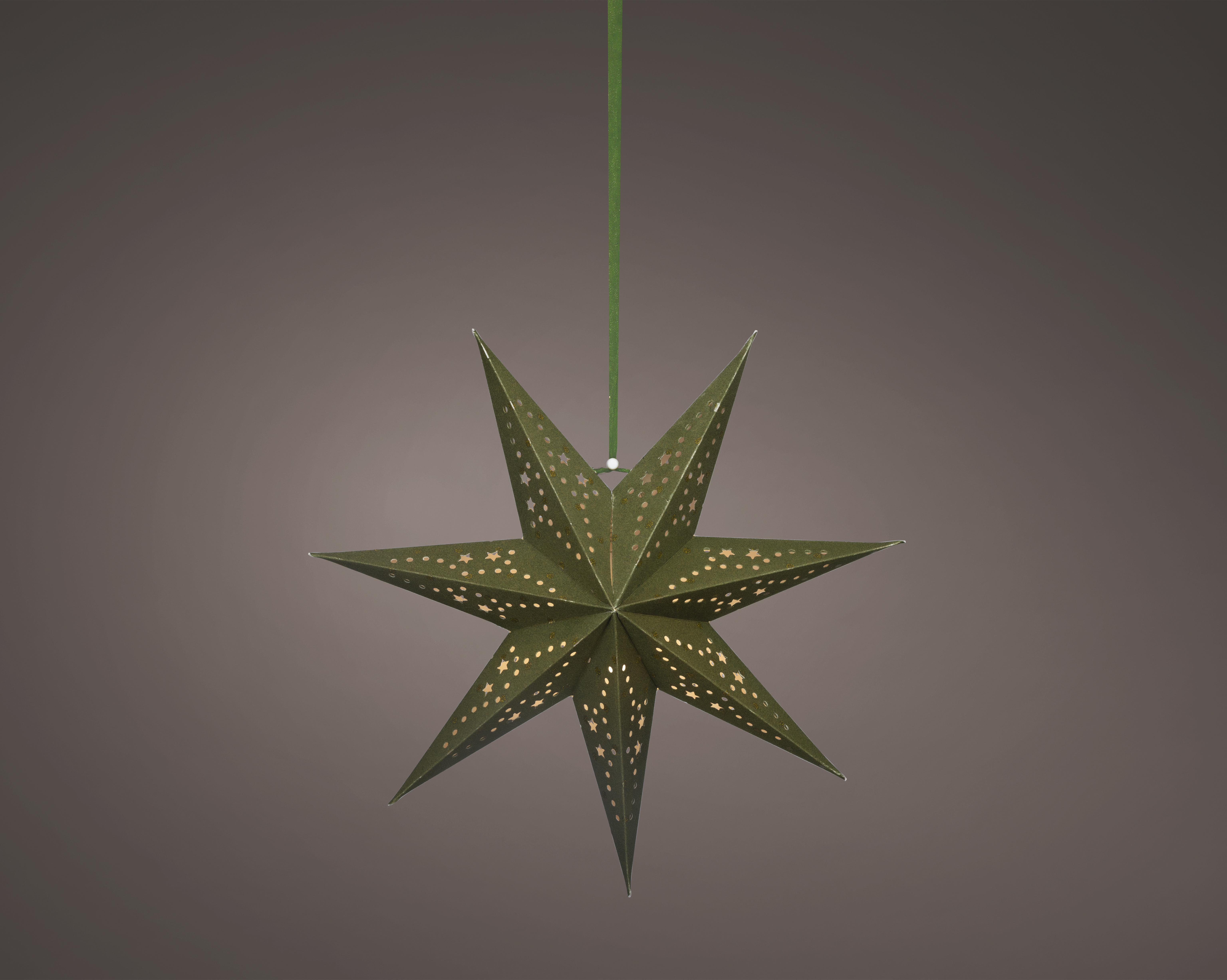 LED Stern - grün/warmes weiss, Papier, Ø38-L18.5cm-6L