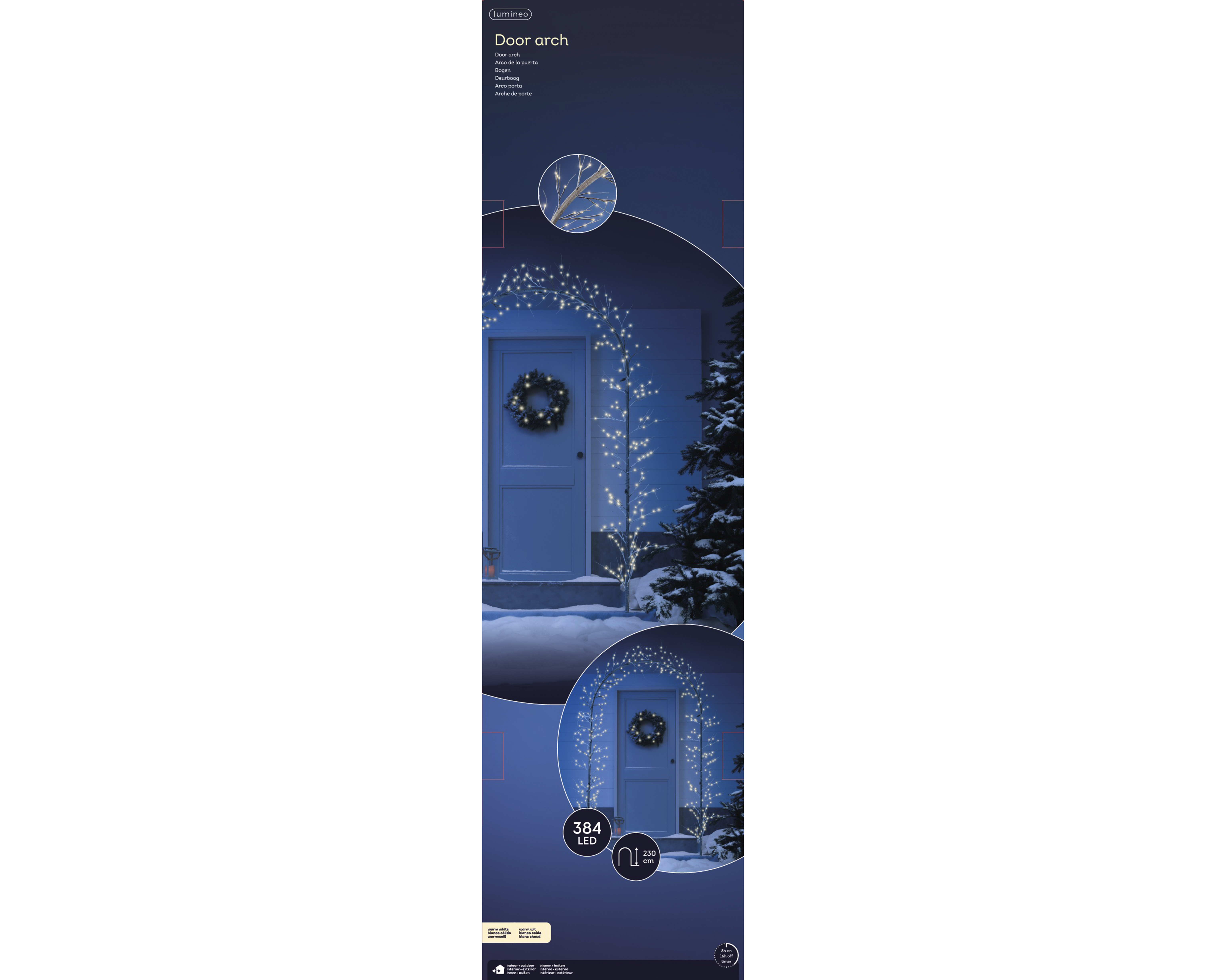 LED Bogen - braun/warmweiss, Metall, W130-H230cm-384L