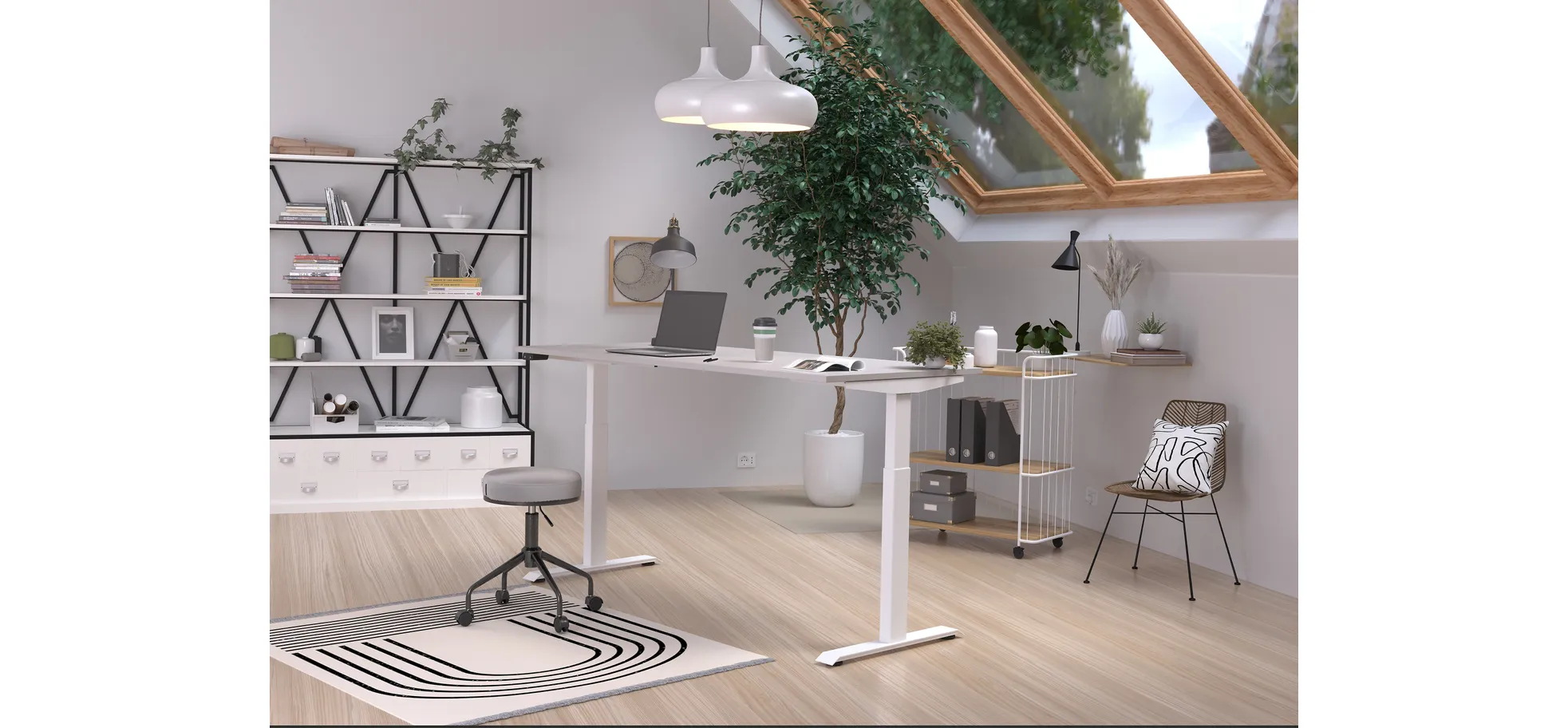 Schreibtisch GELI - höhenverstellbar, LB ca. 180x80 cm, Kaschmir, Weiß