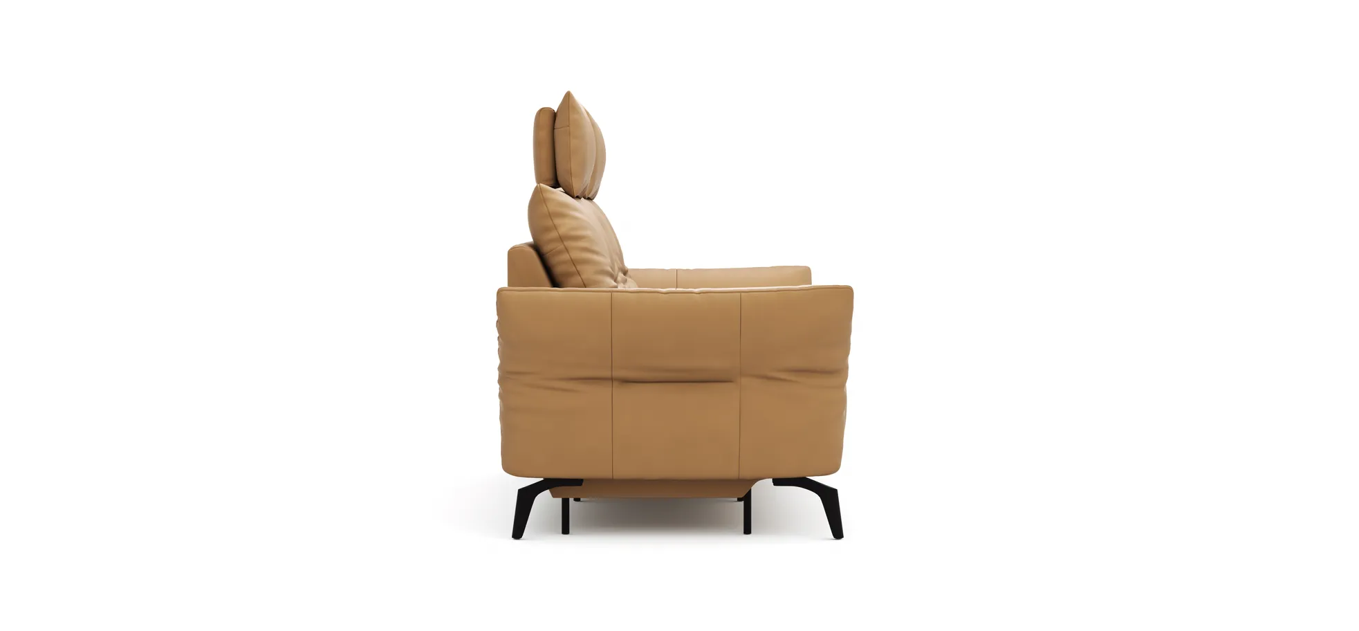 Sofa Bahia - 2-Sitzer inkl. Kopfstütze/ Armlehne verstellbar und Relaxfunktion (motorisch), Leder, Kurkuma