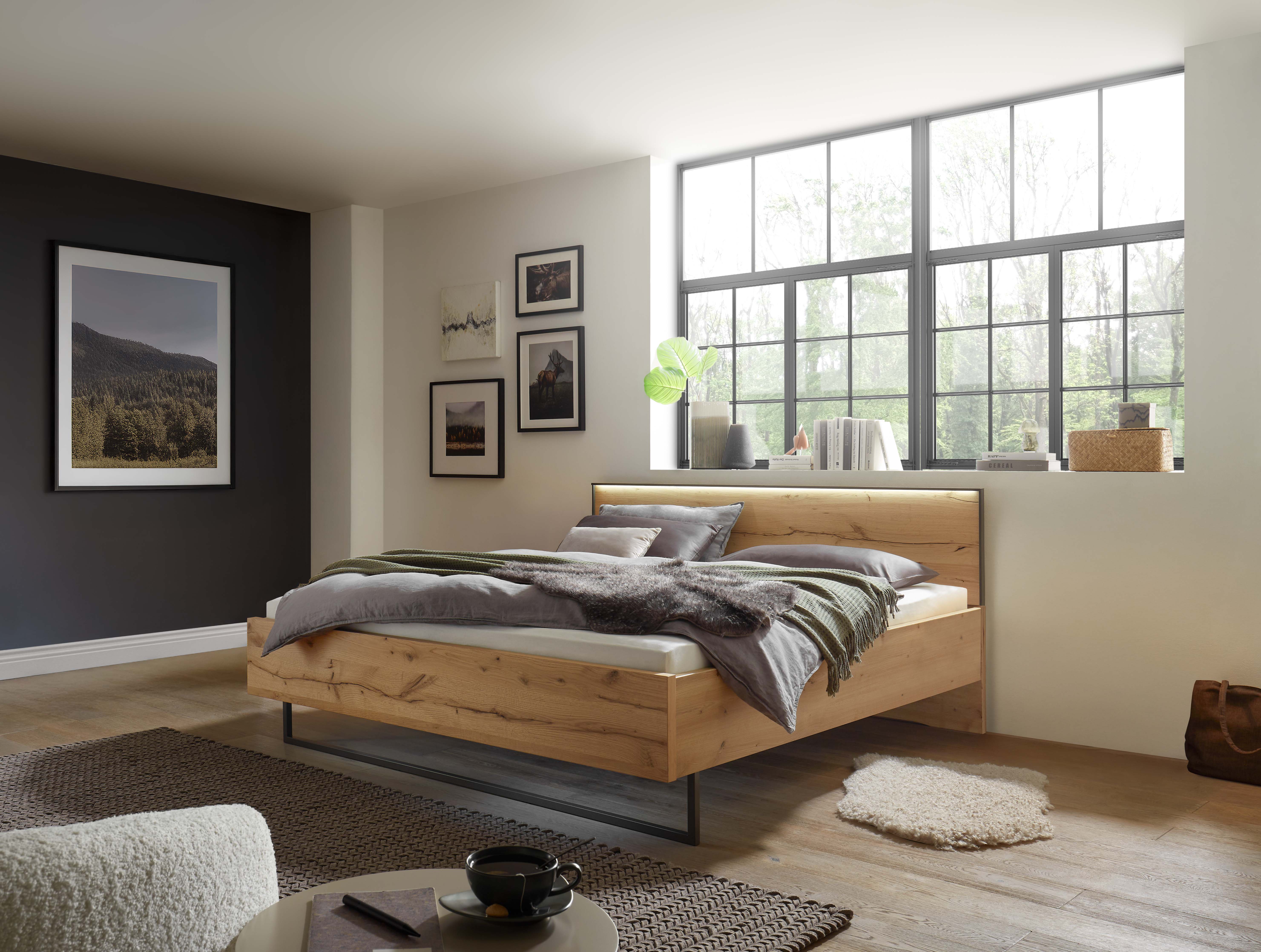Bett, Bianco Eiche Nachbildung - LS25 Cerami