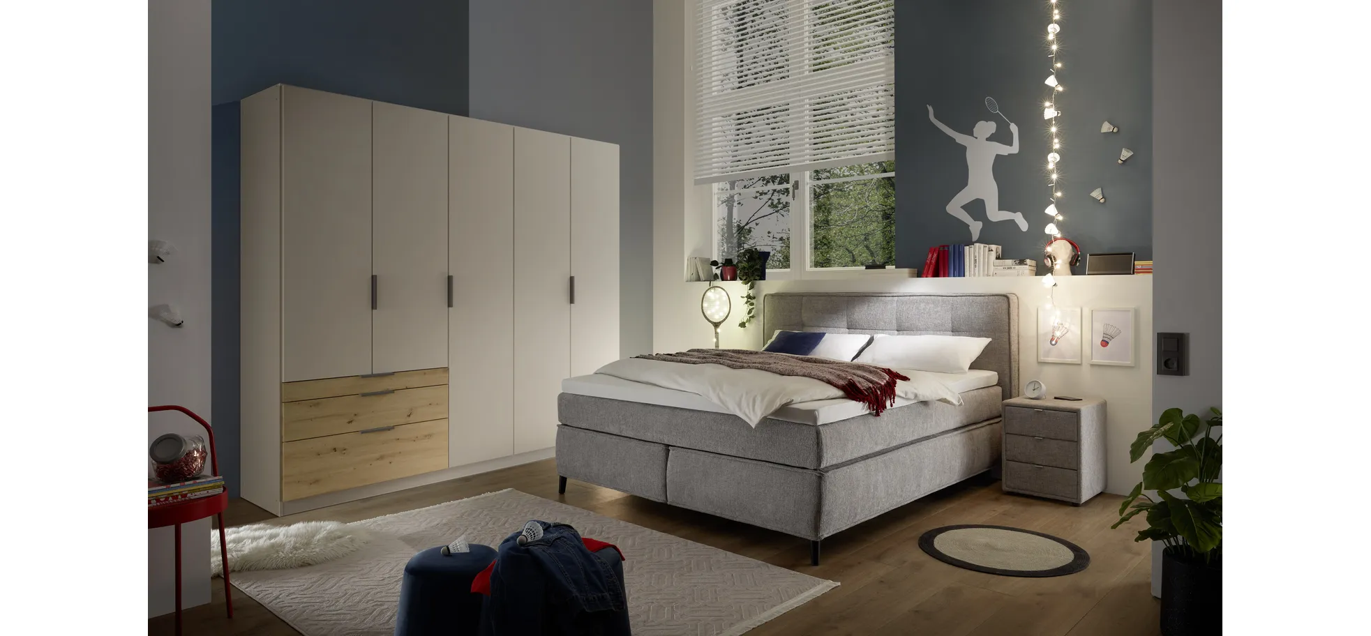 Drehtürenschrank, 5-türig, champagner - Rani