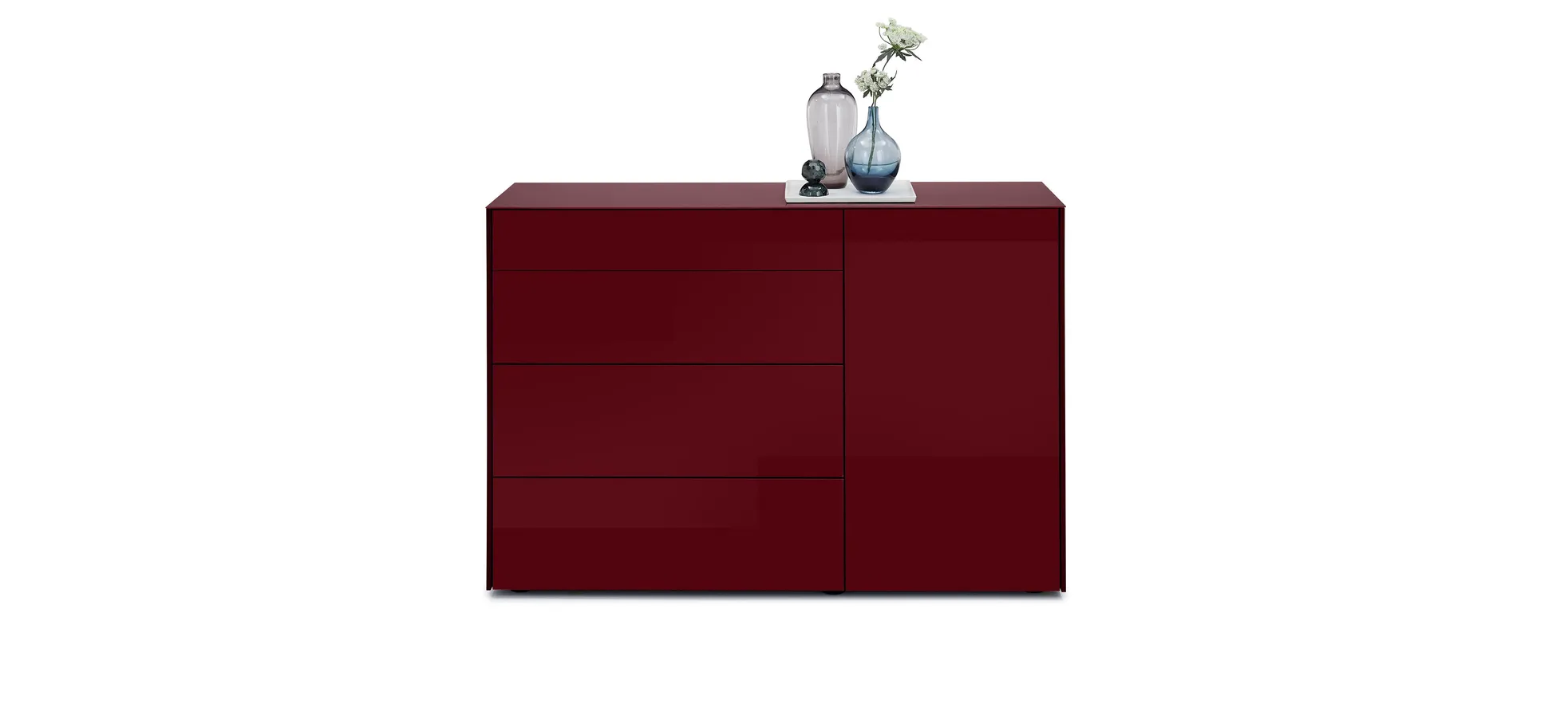 Kommode - B ca. 131 cm, Bordeauxrot