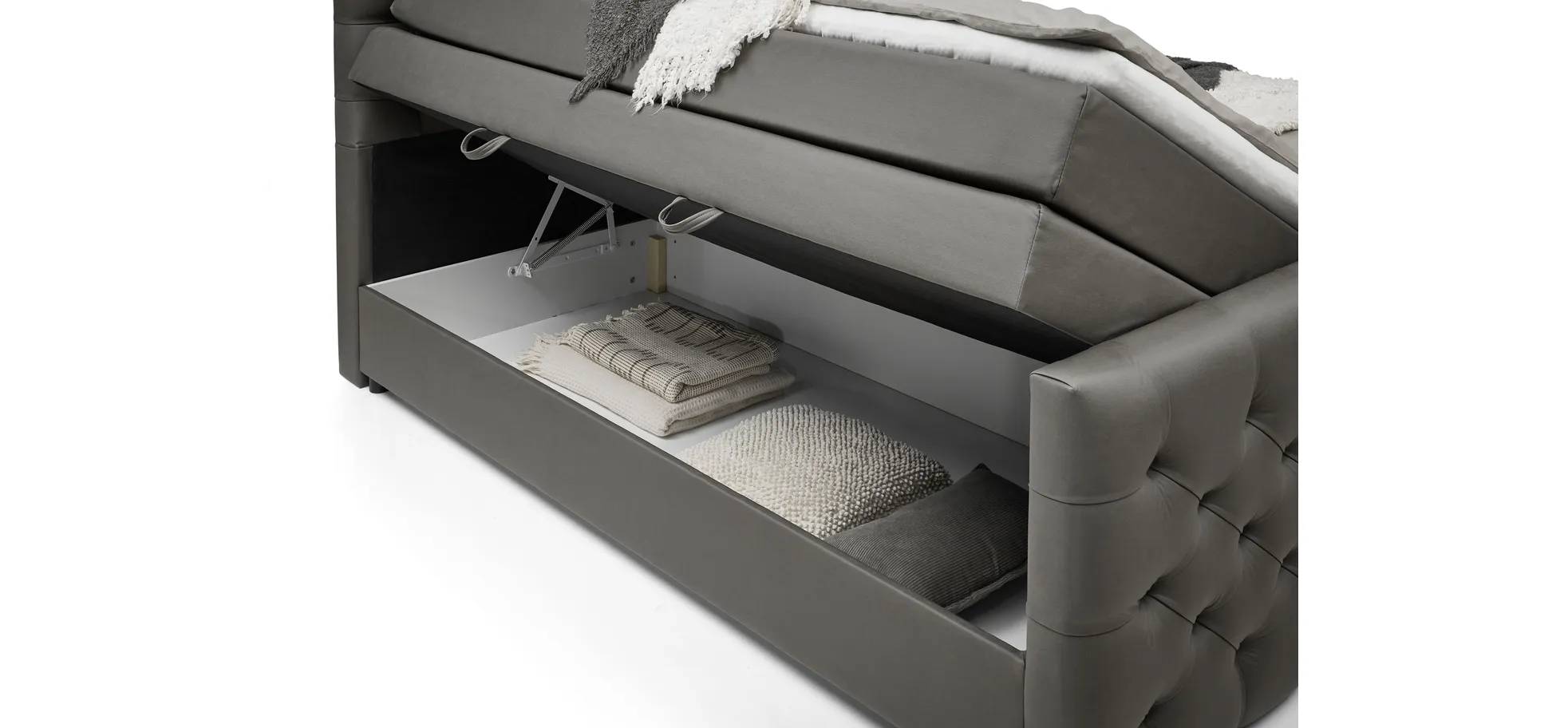 Boxspringbett, Stoff grau   - Sandrin E 