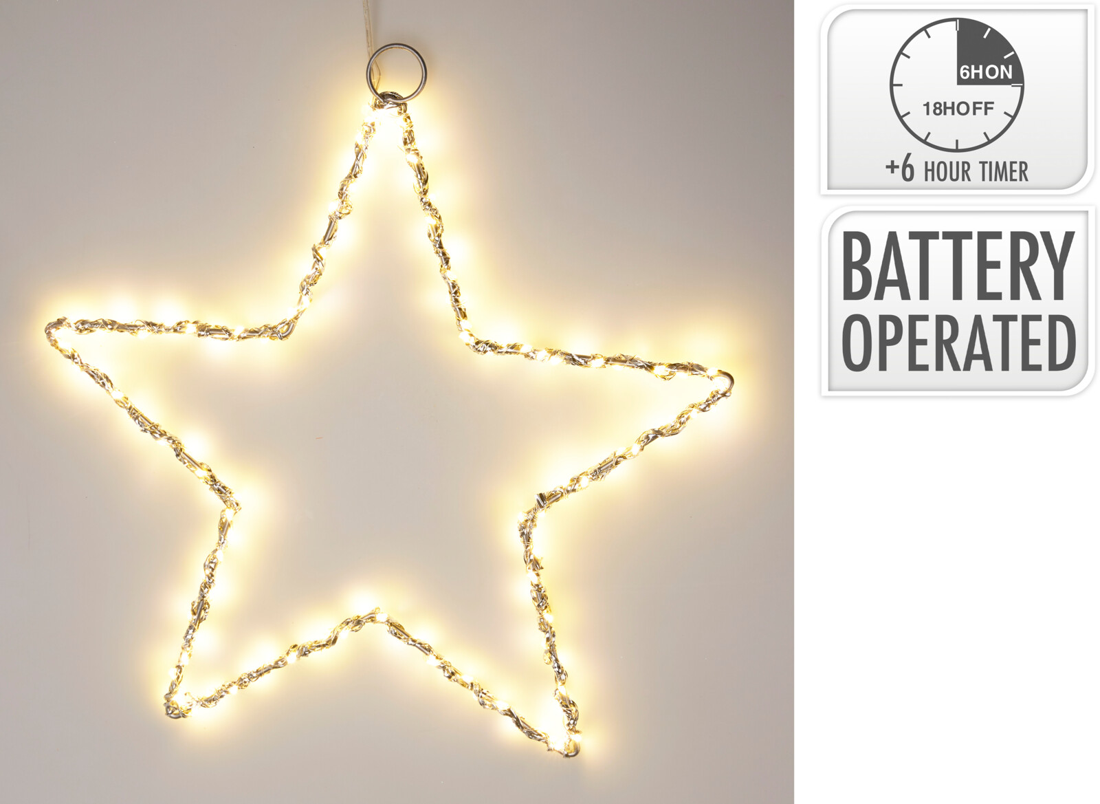 Leuchtstern LED - 30cm, silber