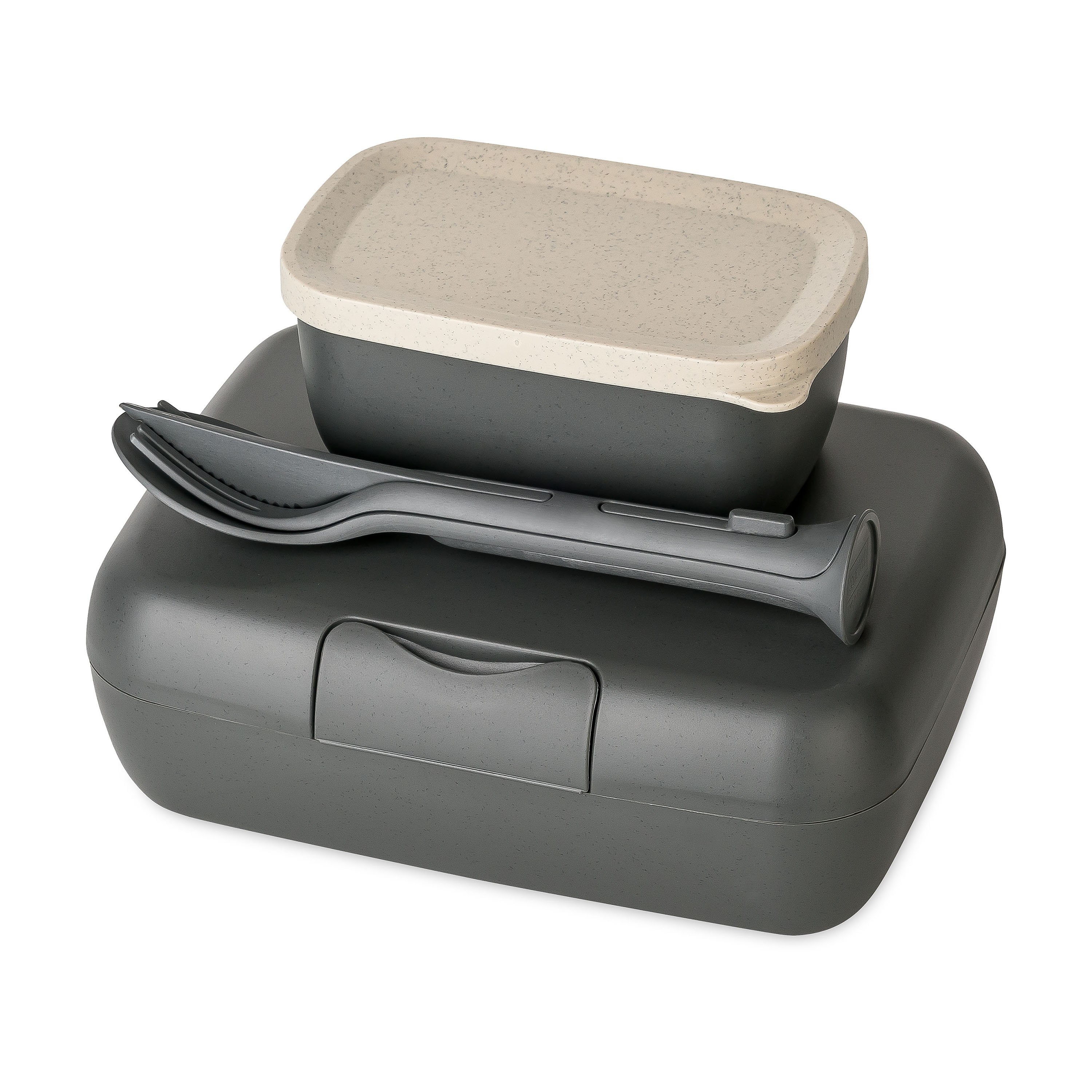 Lunchbox-Set inkl. Besteck-Set, nature ash grey - Umweltfreundlich, Lebensmittelecht,100%CO2-neutral