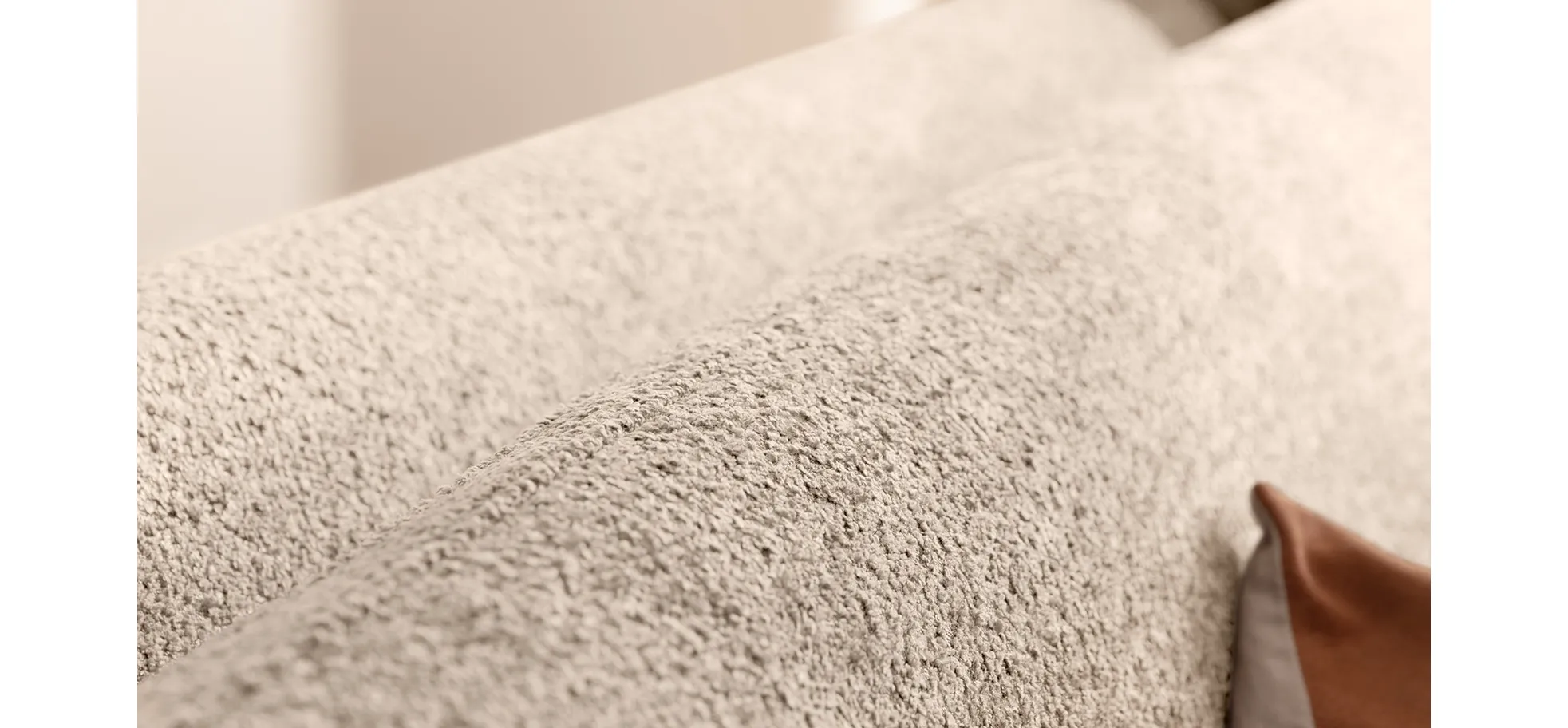 Ecksofa Karasu - 3-Sitzer mit Ottomane rechts, Stoff, Natur