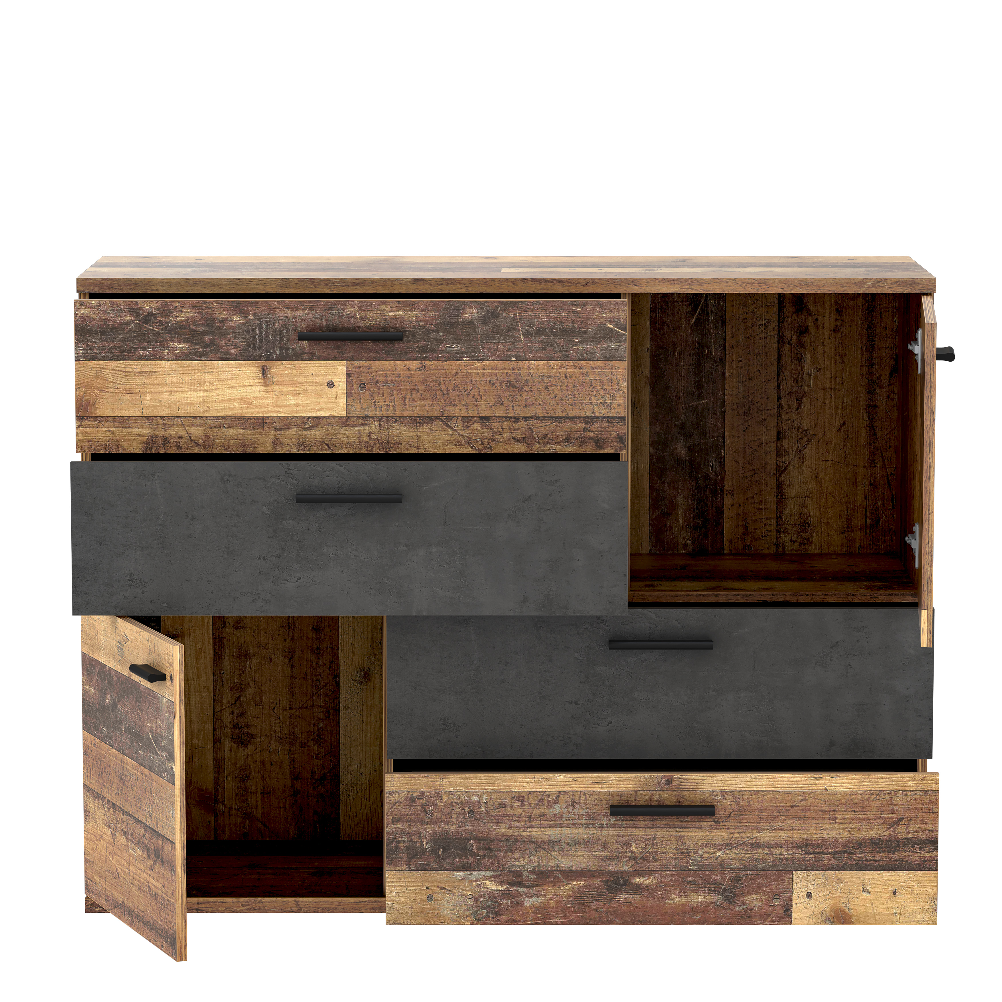 Kommode, Old Wood, dunkelgrau - Fadia