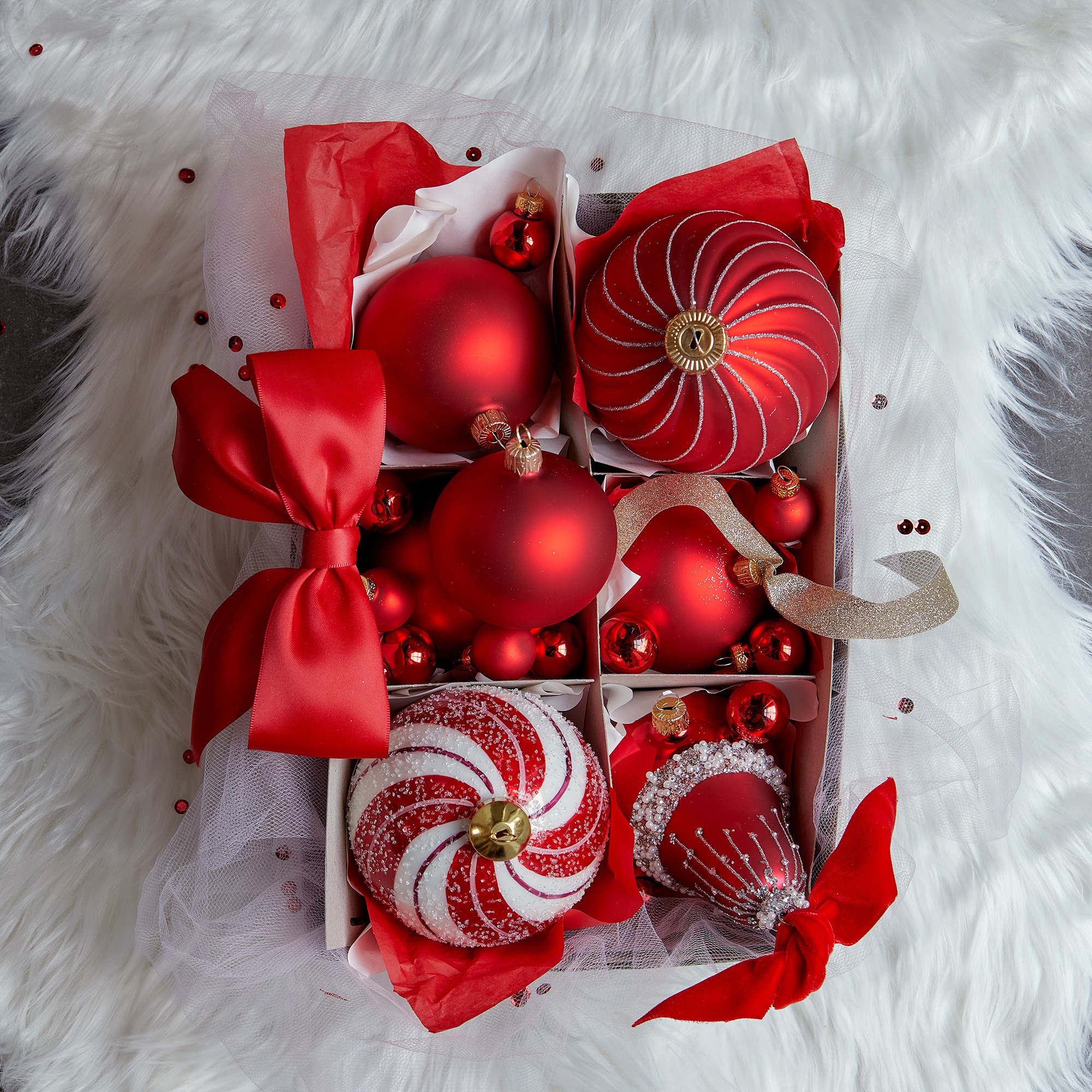 Kugelset 18-er - weihnachtsrot, Glas, Ø4cm