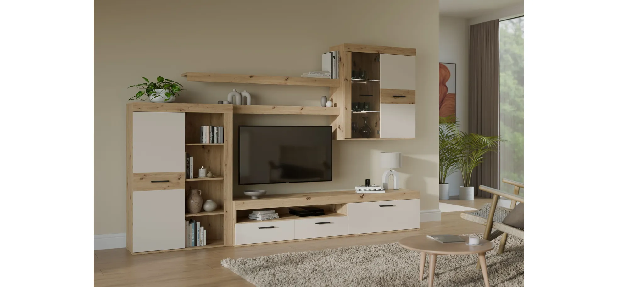 Wohnwand, Artisan oak, Sand  - Frana