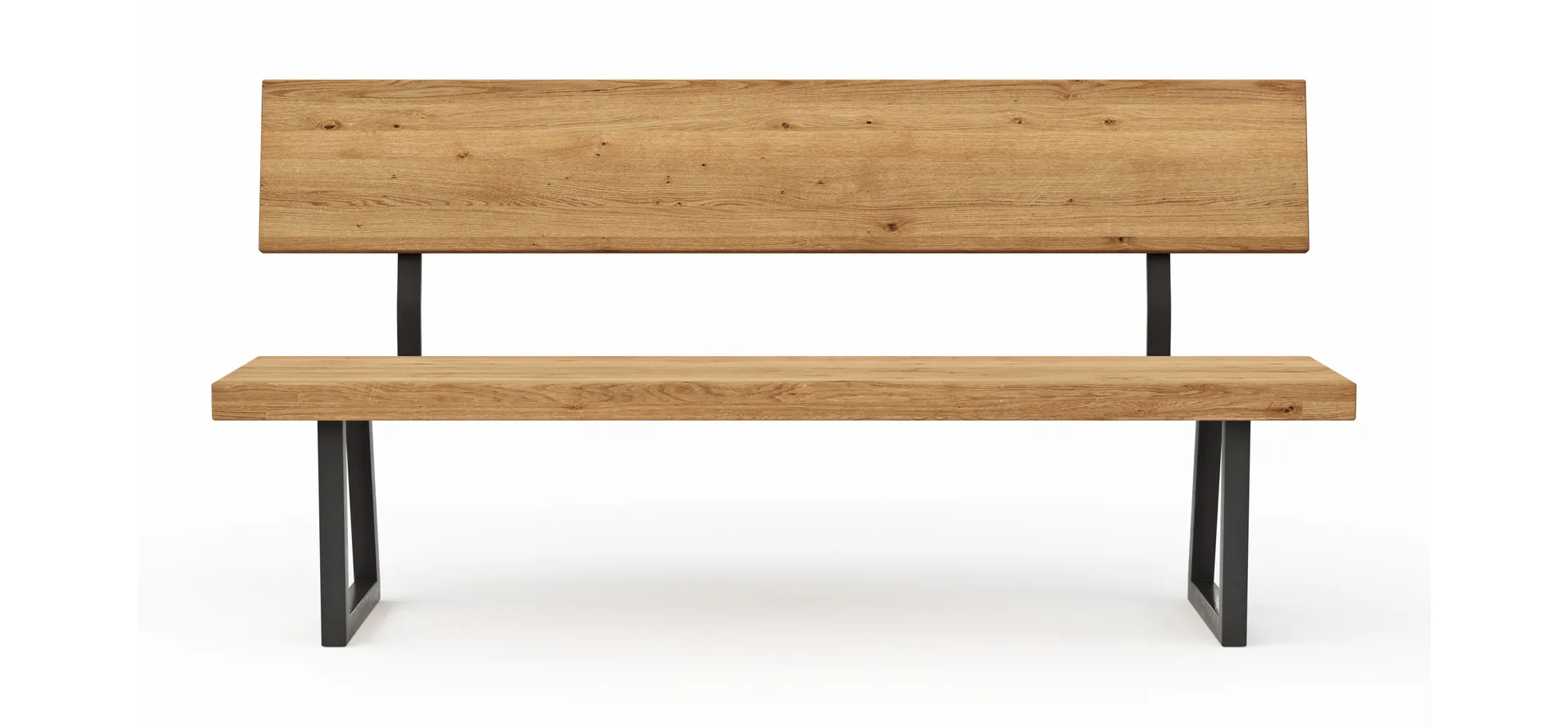 Holzbank Clifton - mit Rückenlehne, Breite ca. 180cm, Zerreiche massiv, natur