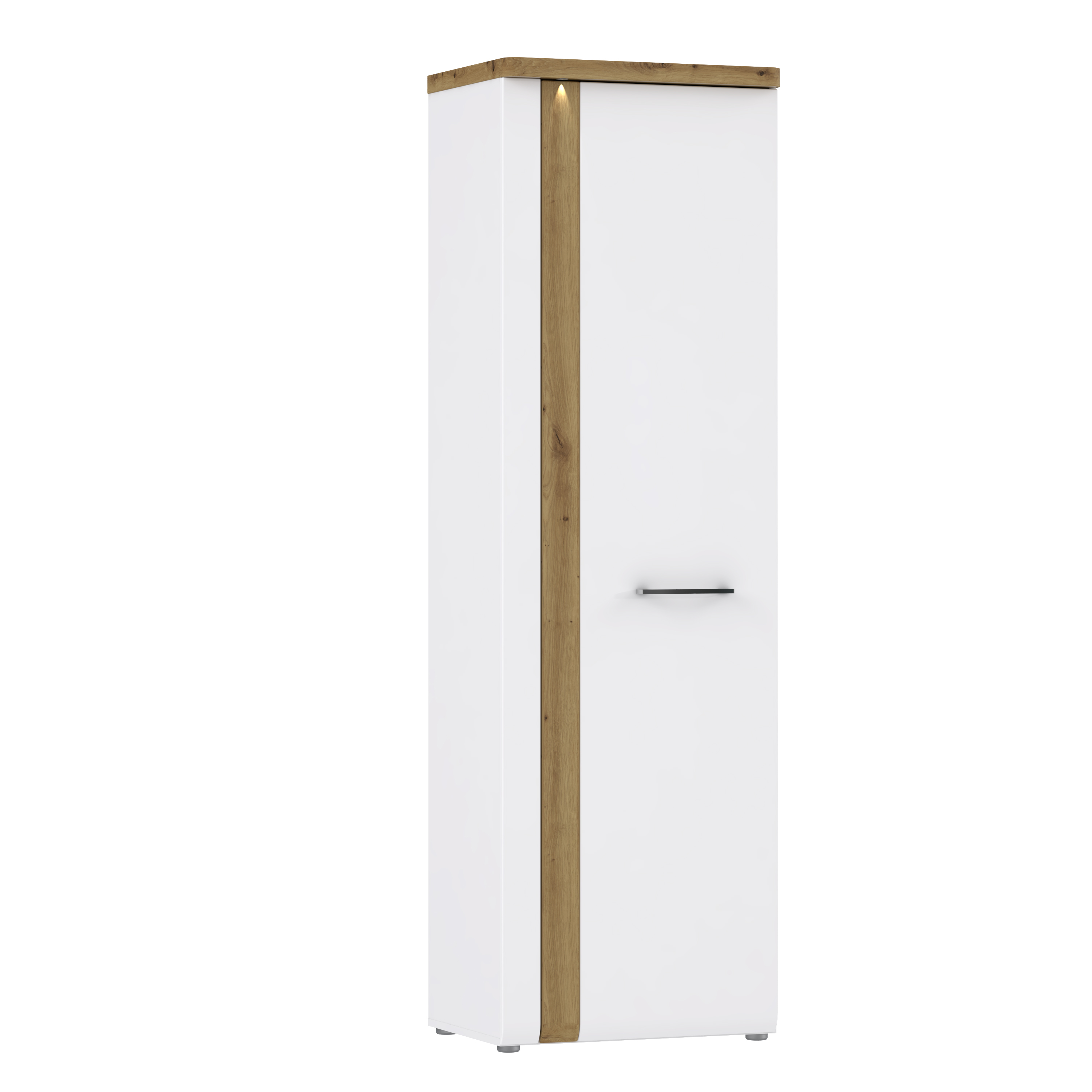 Garderobenschrank, Weiß, Eiche - Ferina