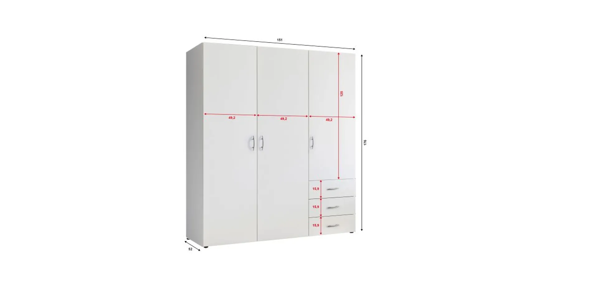 Kleiderschrank- B ca. 150 cm, Weiß
