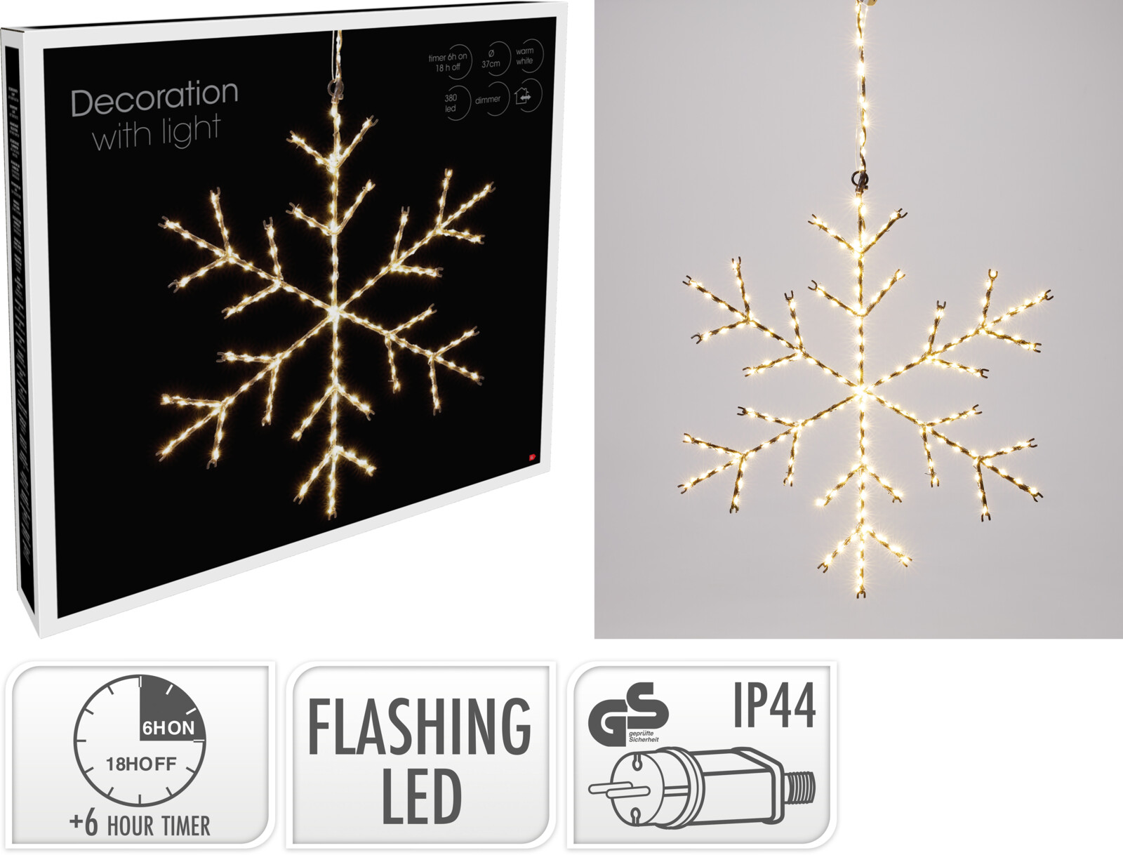 LED Schneeflocke, ca. Ø 37 cm - 