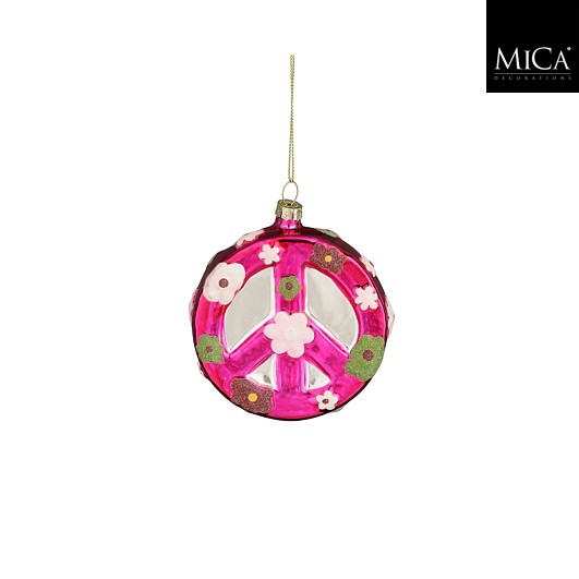 Disco Ornament PEACE - rosa - l9xb9xh3cm