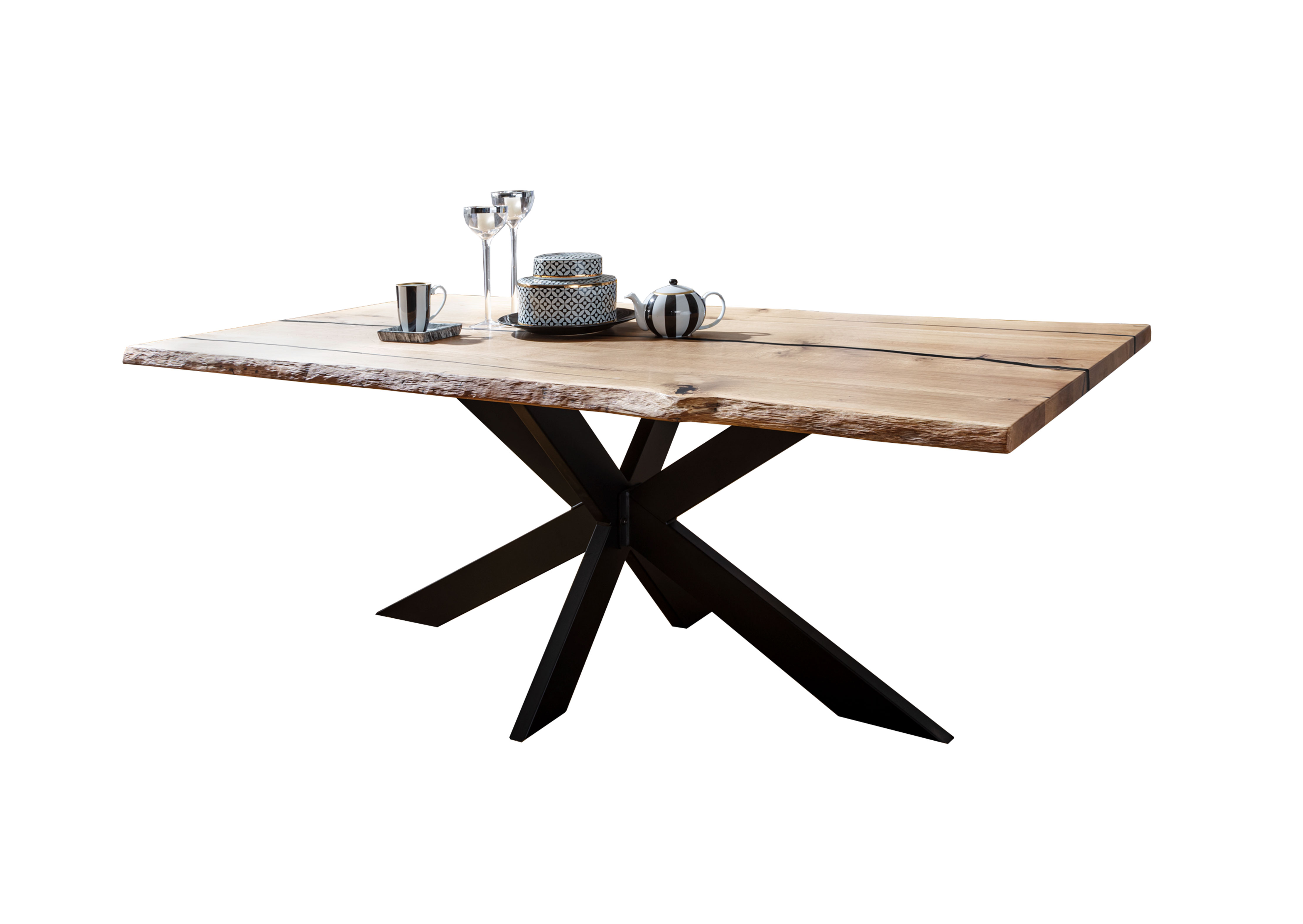 Esstisch, Massiv-Holz,Baumkante,220x100 cm - Mykon 940