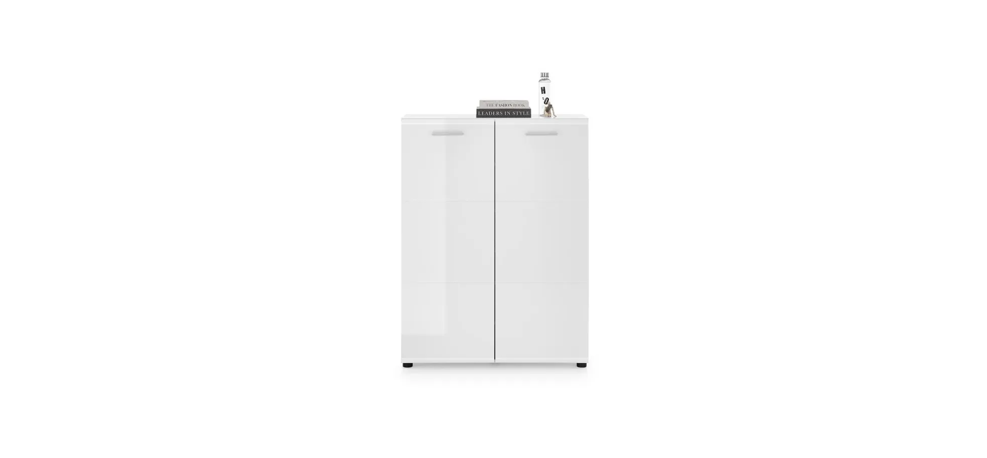Schuhschrank, MDF weiß hochglanz - Werena