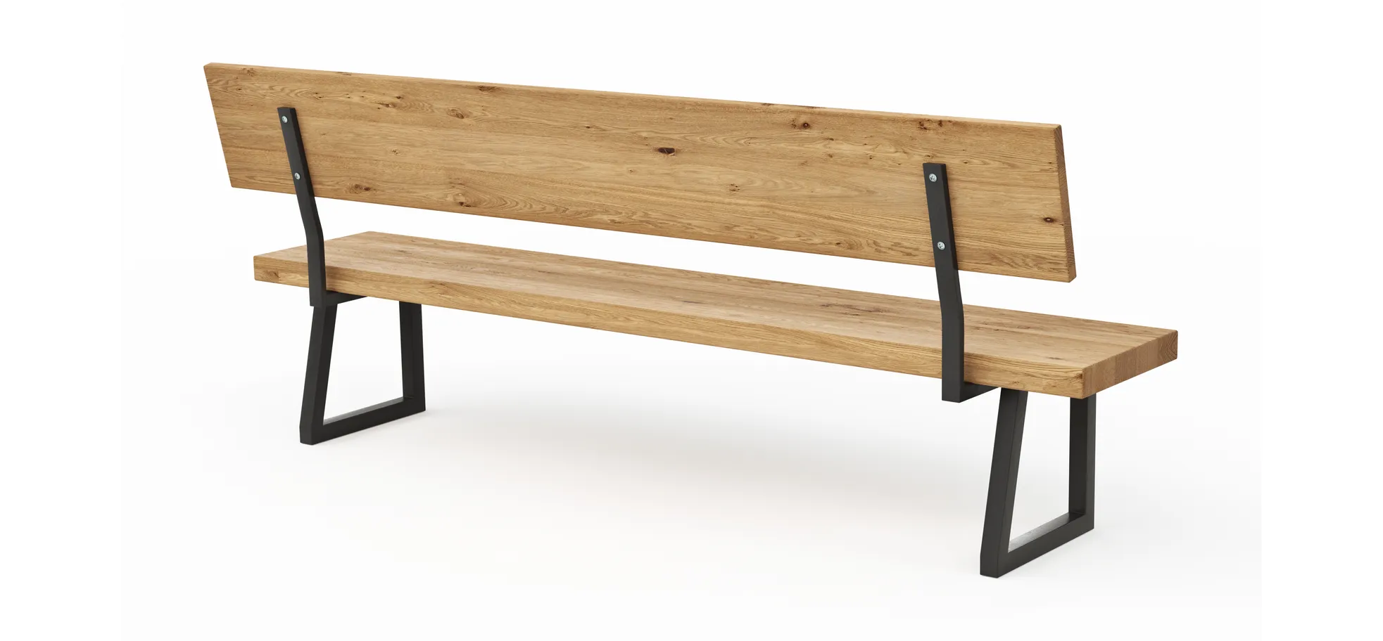 Holzbank Clifton - mit Rückenlehne, Breite ca. 220cm, Wildeiche massiv, natur