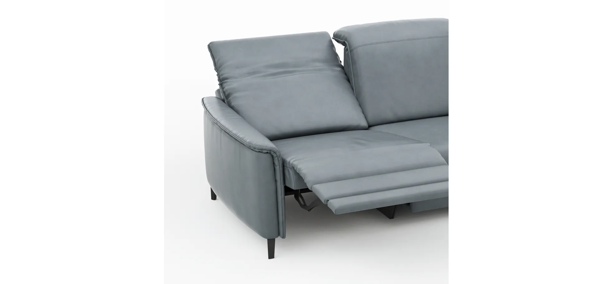 Sofa Bolivien - 2,5-Sitzer mit Relaxfunktion/Kopfteilverstellung motorisch, Leder, Steel