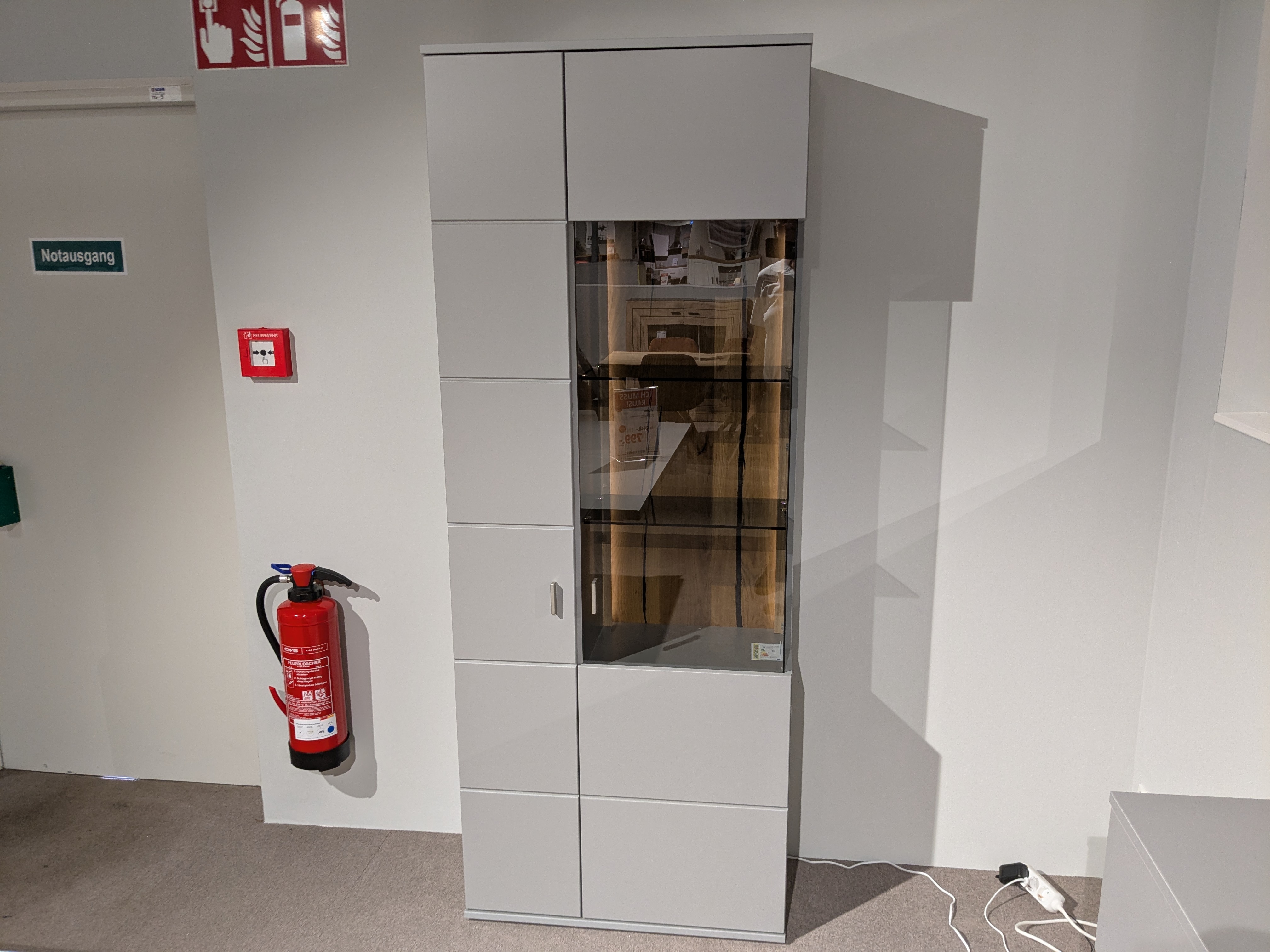 Kombi-Vitrine, grau lackiert,  - LS 286222