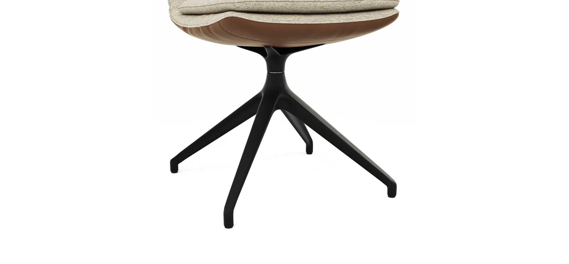 Polsterstuhl Macano - drehbar, Stoff & Leder, Beige, Cognac