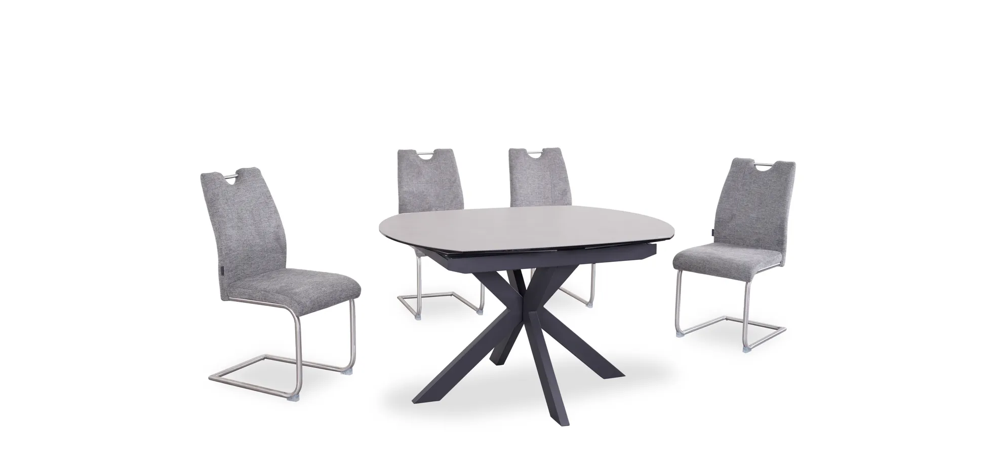 Schwingstuhl, Stoff grau, mit Griff - MERVE