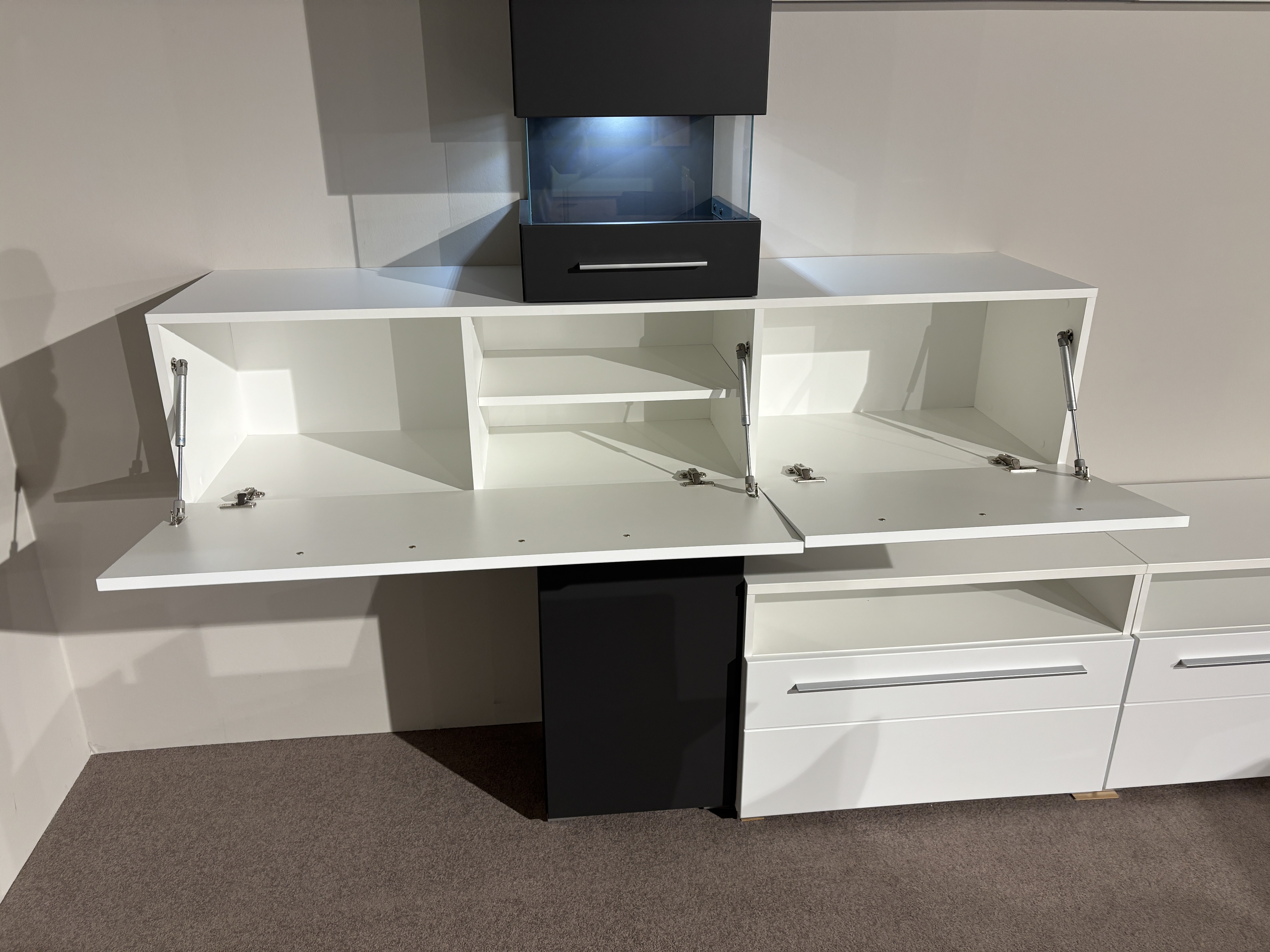 Wohnwand, weiß/graphit matt MDF - INKON