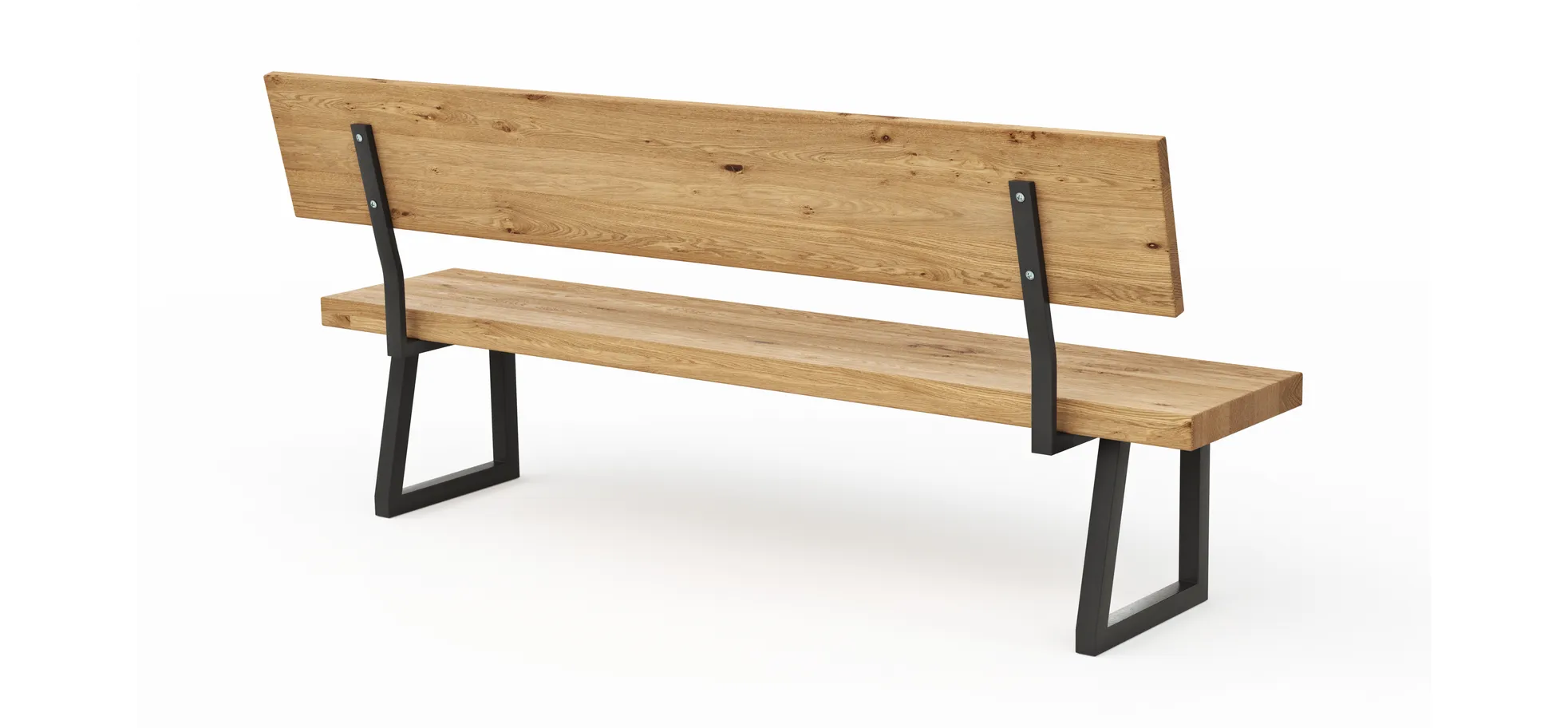 Holzbank Clifton - mit Rückenlehne, Breite ca. 200cm, Wildeiche massiv, natur Holzbank Clifton - mit Rückenlehne, Breite ca. 200cm, Wildeiche massiv, natur