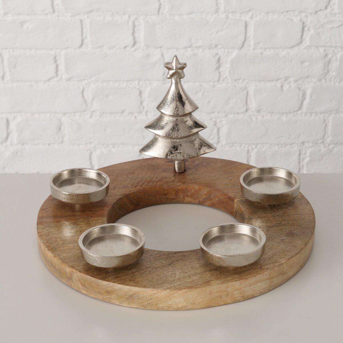 Teelichthalter Sorrest, Rund - H 17,00 cm, Mango, Aluminium