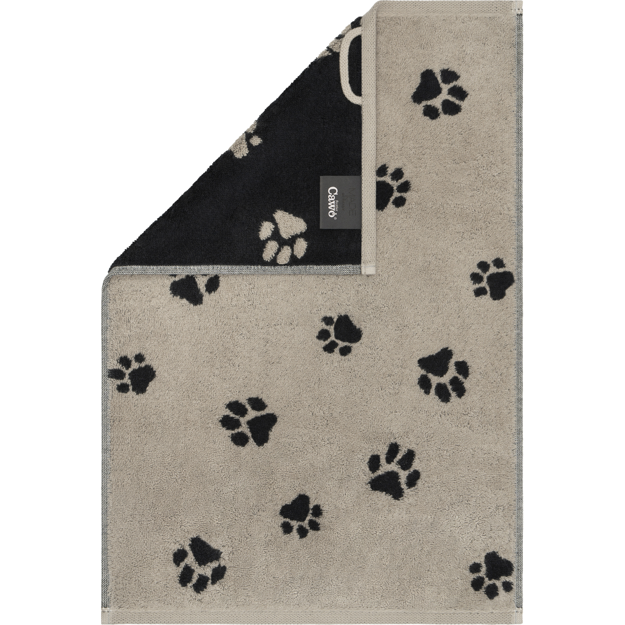 Gästetuch Pfoten, ca. 30x50cm, schwarz/natur - We love Dogs