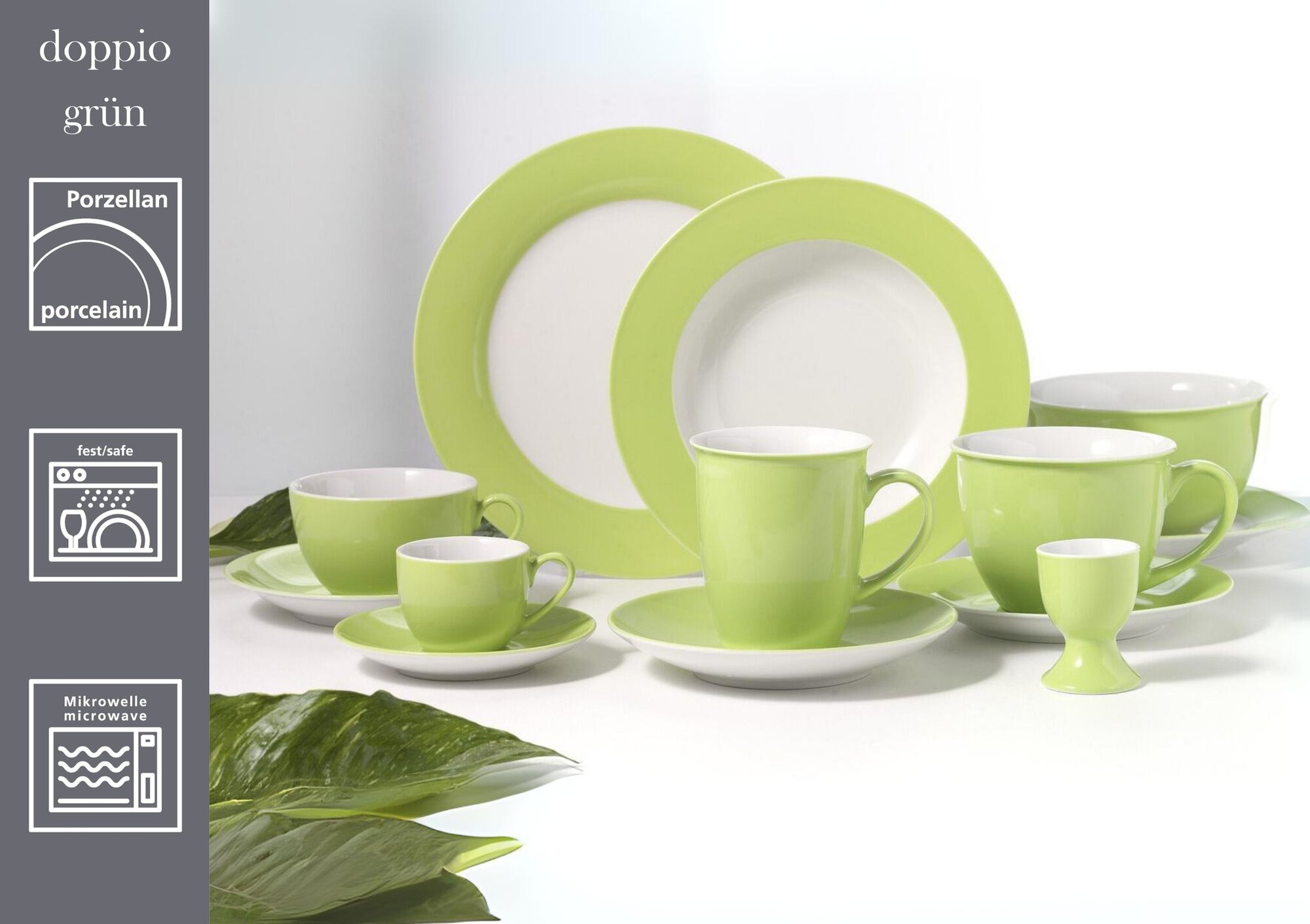 Jumbo-Untertasse Doppio Grün 17 cm - Porzellan, sü