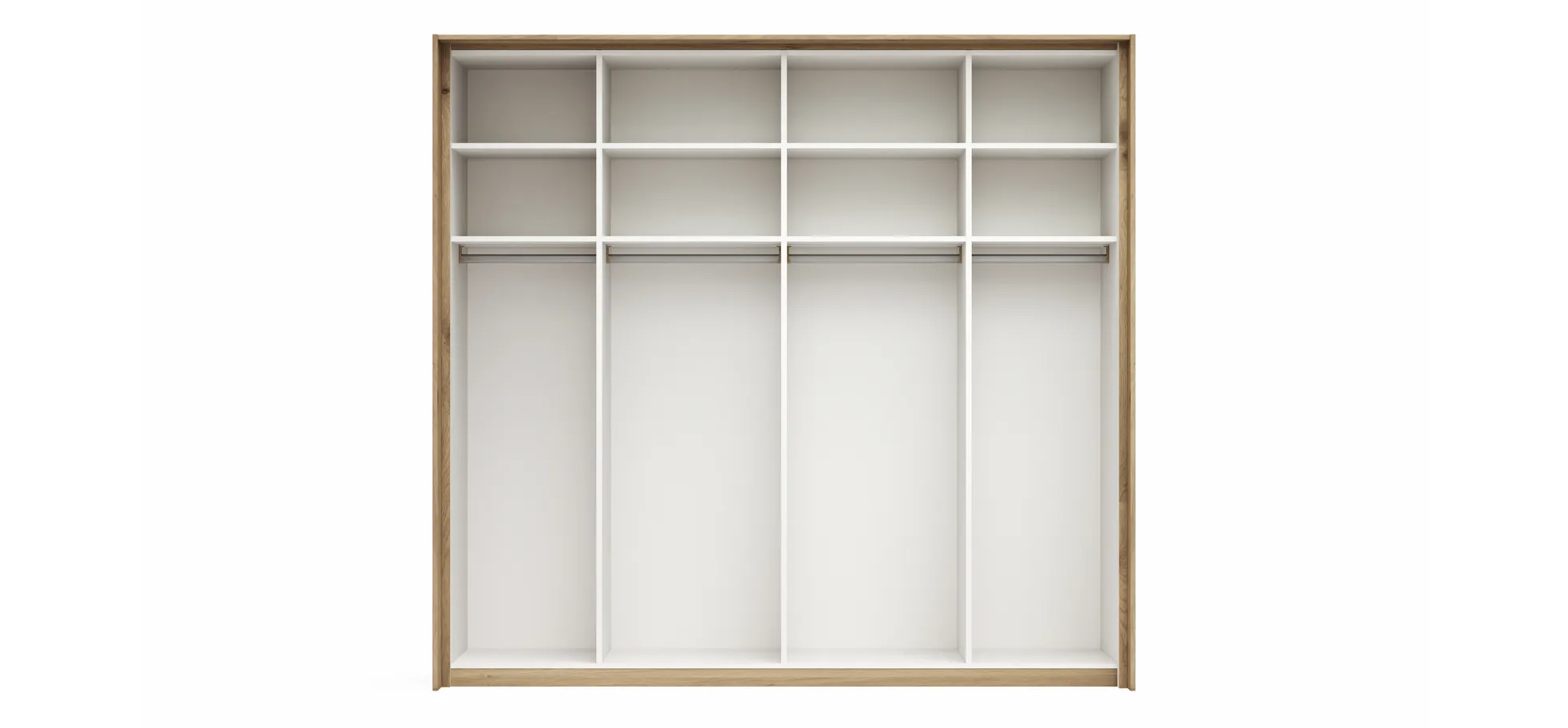 Schwebetürenschrank Viana - B ca. 218 cm, Furnier, Balkeneiche, Weiß