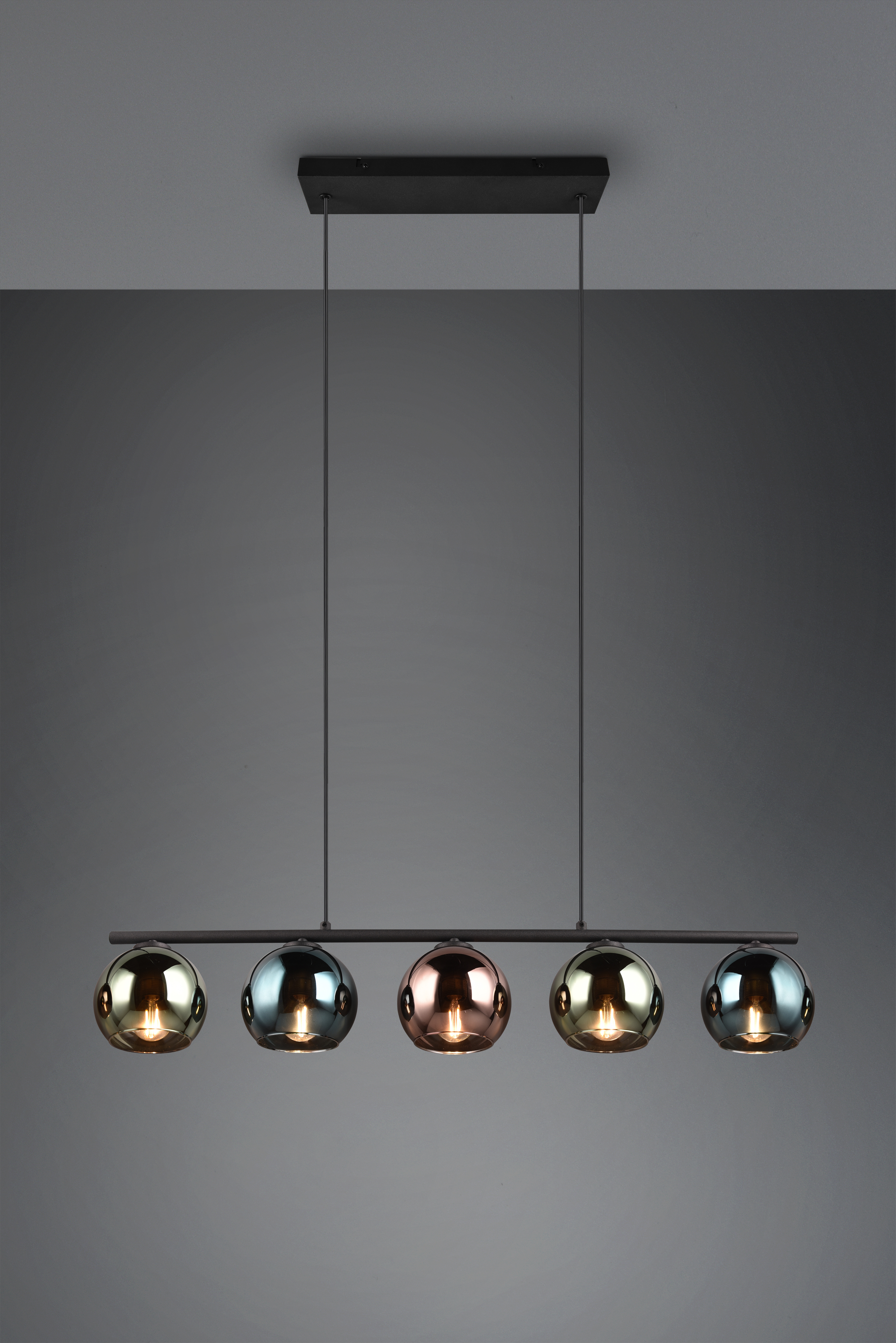 Pendelleuchte Sheldon - 5flg., Metall/multicolor, ca.83 x Höhe max: 150 cm