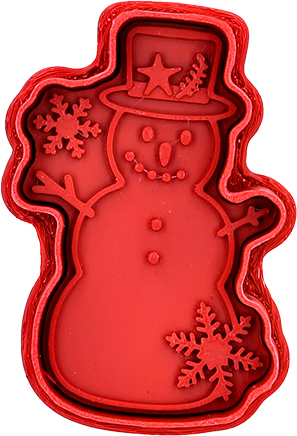Kunststoff-Ausstechform Schneemann - mit Auswerfer, rot