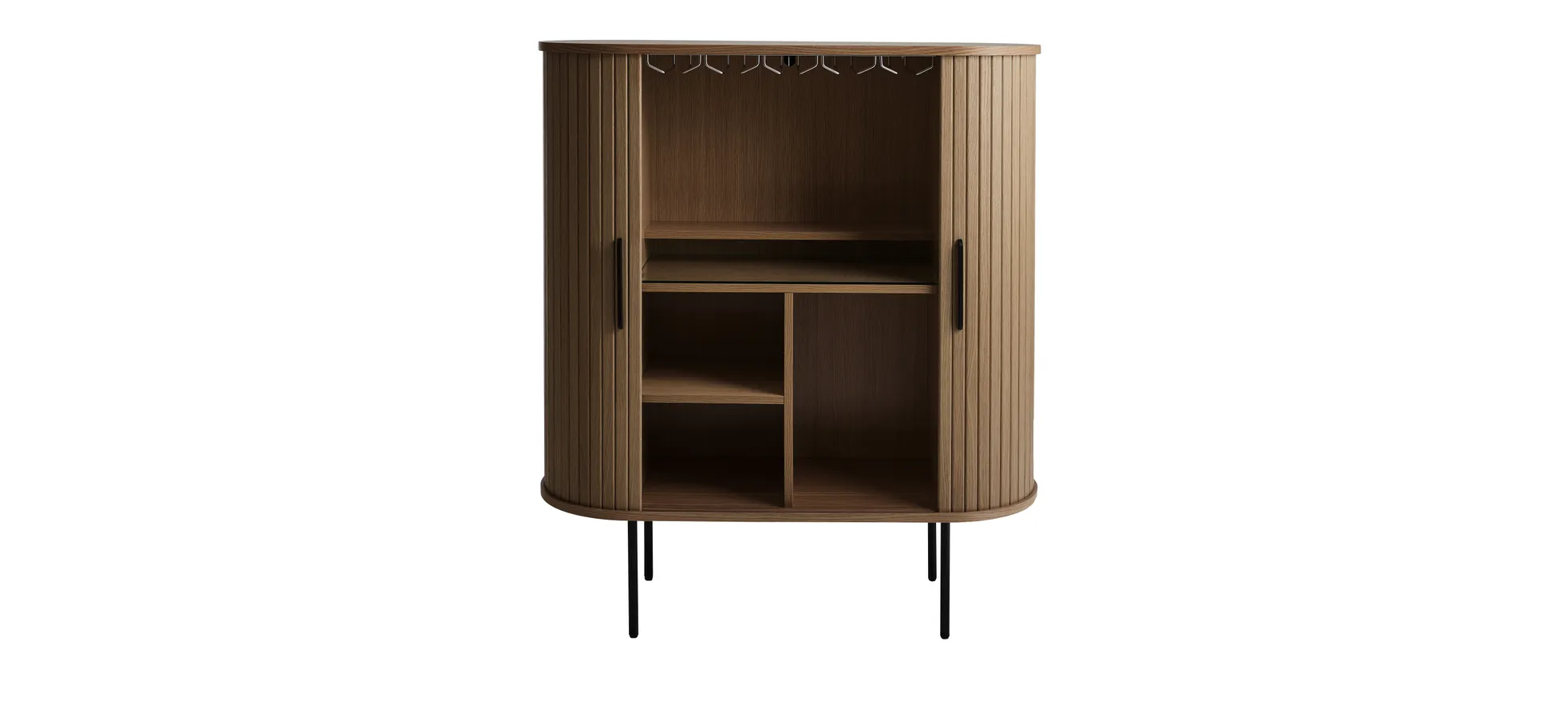 Highboard - B ca. 100 cm, Eiche Furnier, Smoked