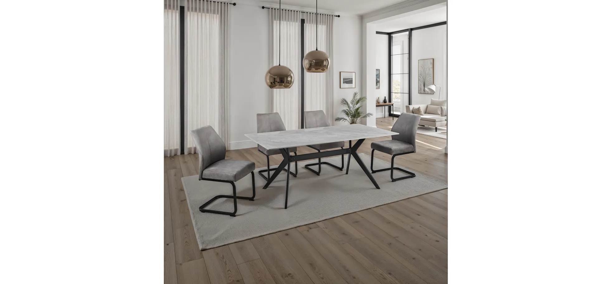 Esstisch, Marmoroptik grau/schwarz - MyStyle 4037