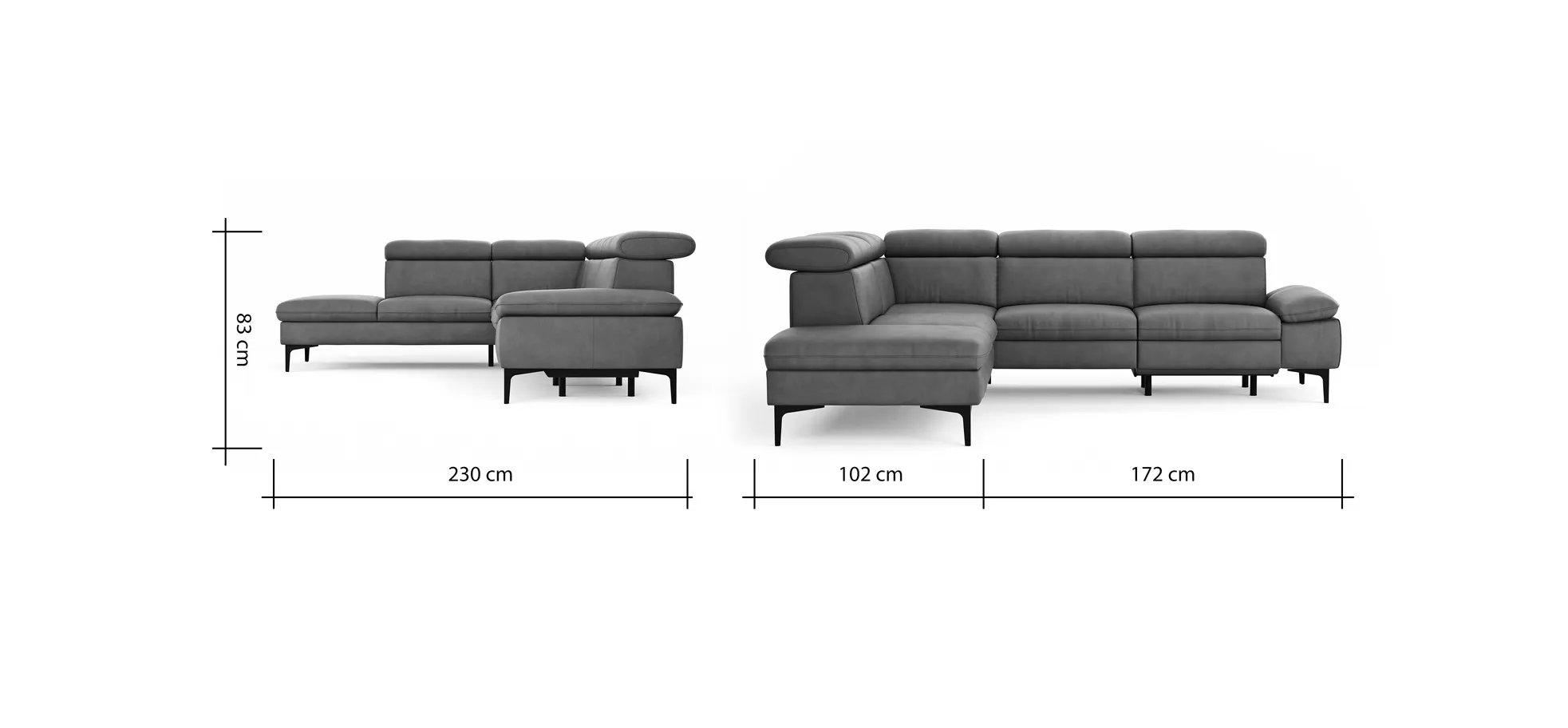Ecksofa Felipa - Ecke links mit 2,5-Sitzer inkl. Armlehne verstellbar und Rückenlehne/Sitztiefe verstellbar (motorisch), Leder, Olive