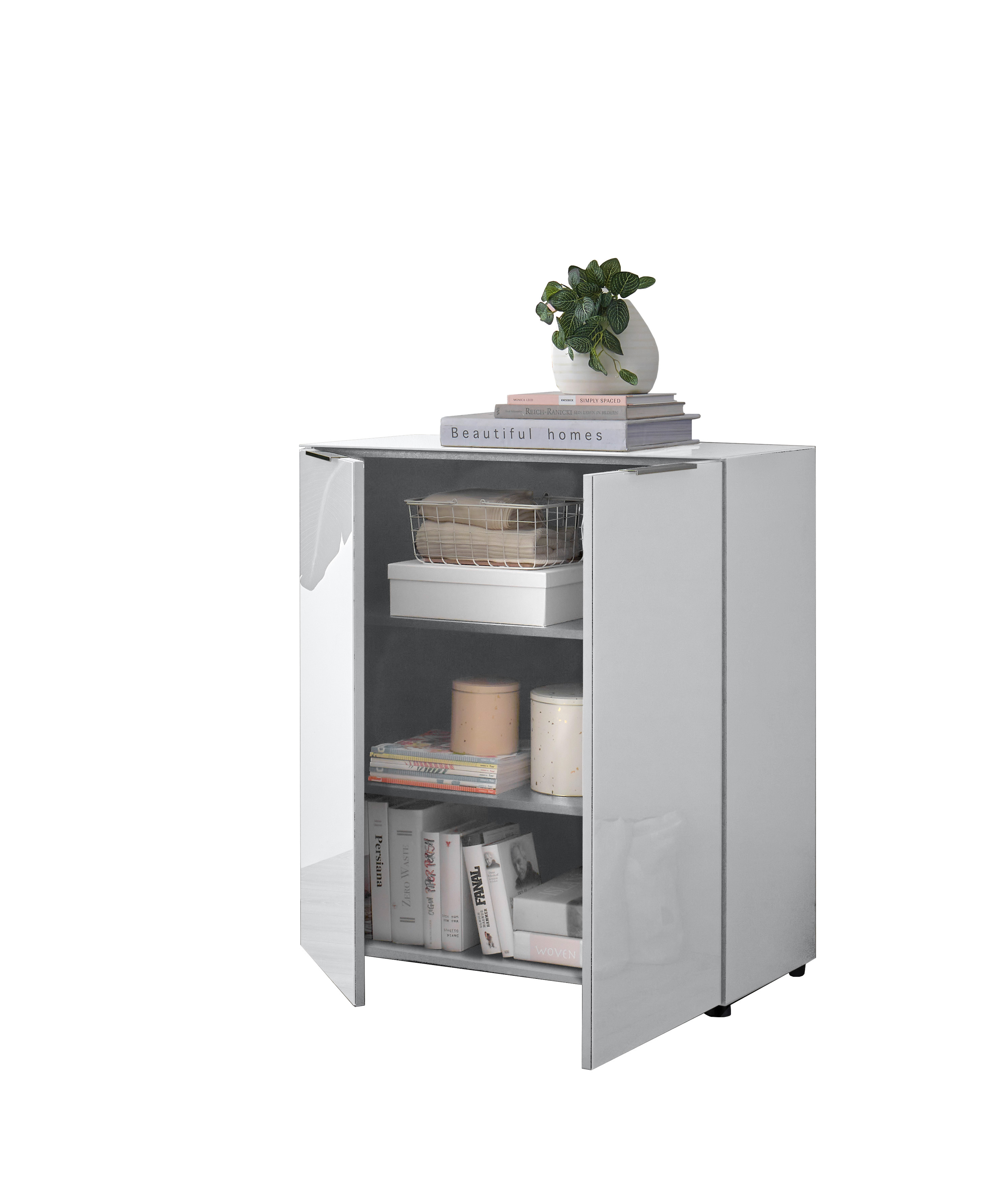 Kommode 1, weiß mit Glas - MyStyle 2044