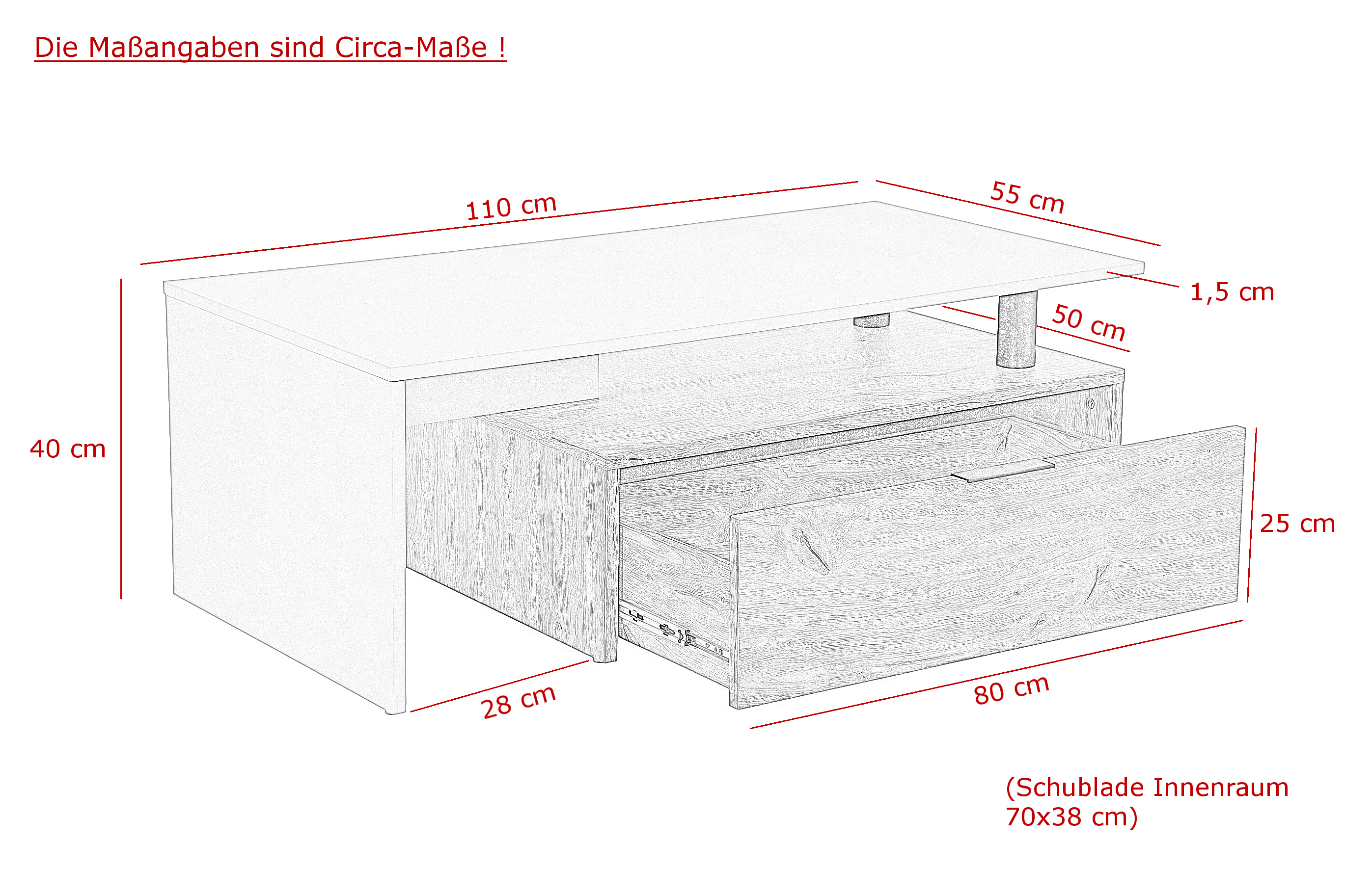 Couchtisch, oak/hellgrau - MYTREND387