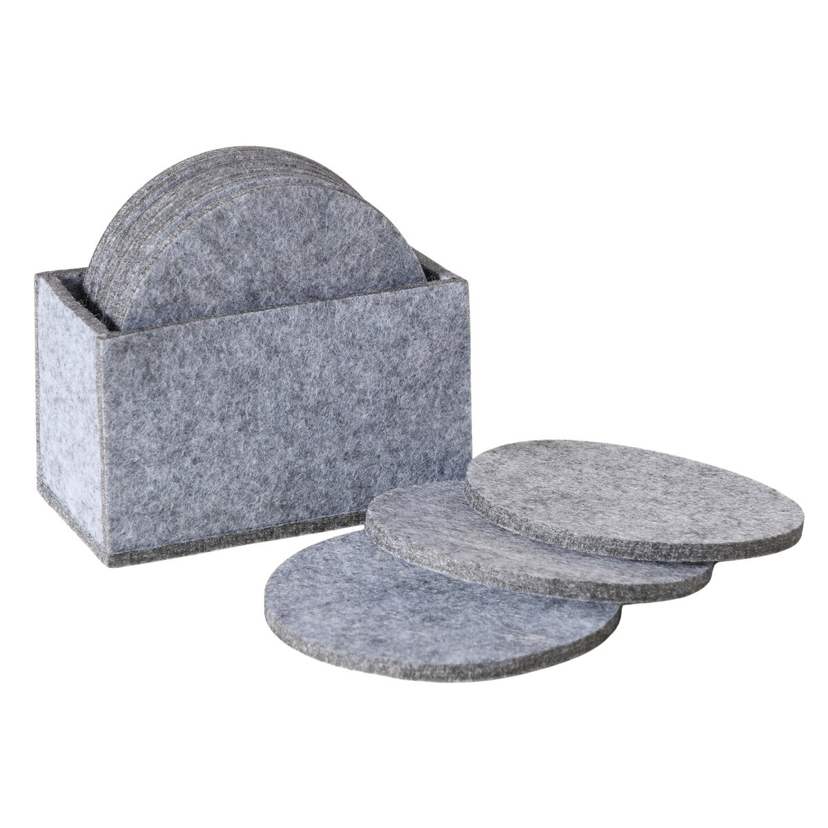 Untersetzer Kosta, 11 tlg. - B 6,50 cm, Polyester, grau