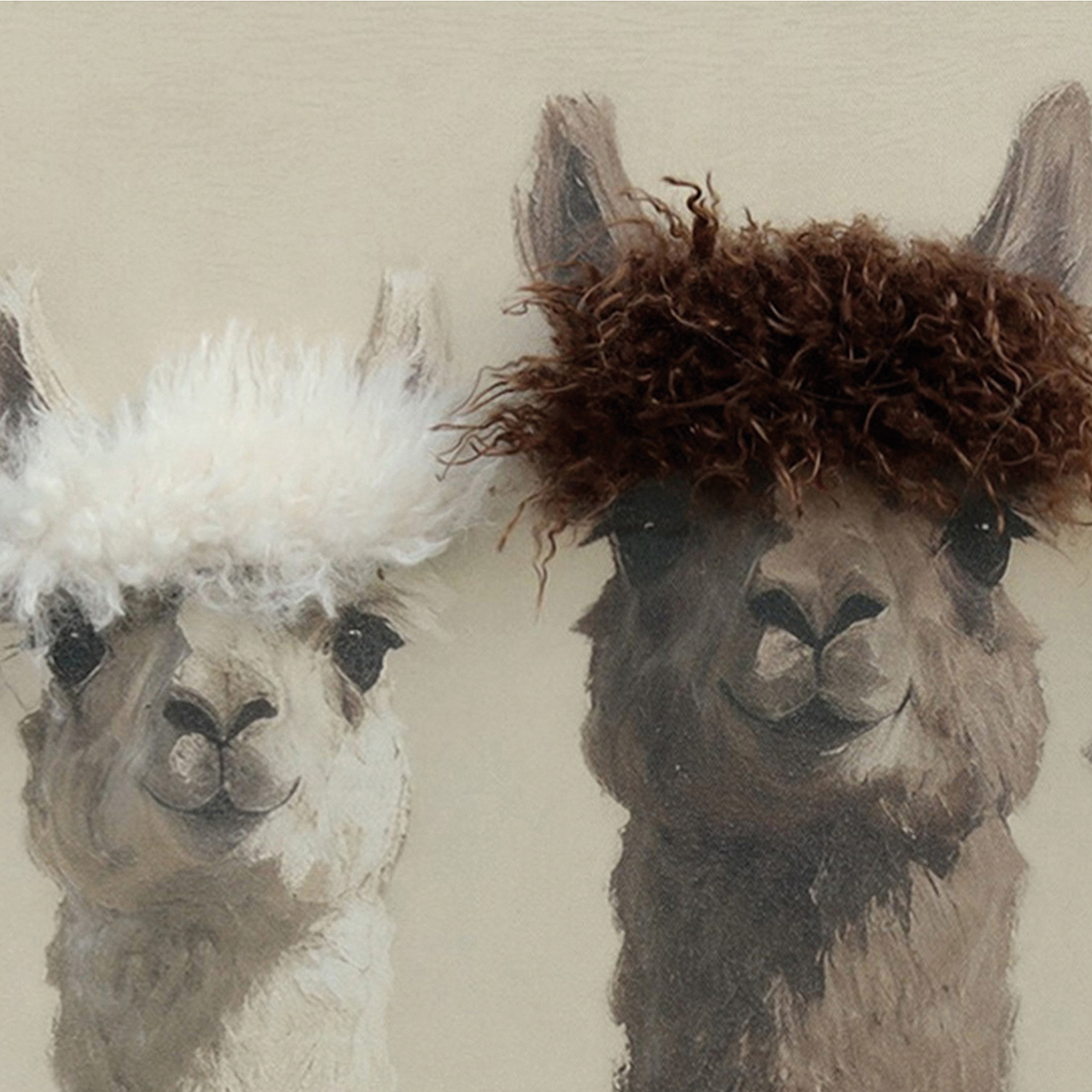 Bild Kunstfell The Flufffather Alpaca Crew - Acrylgemälde 80x80 cm