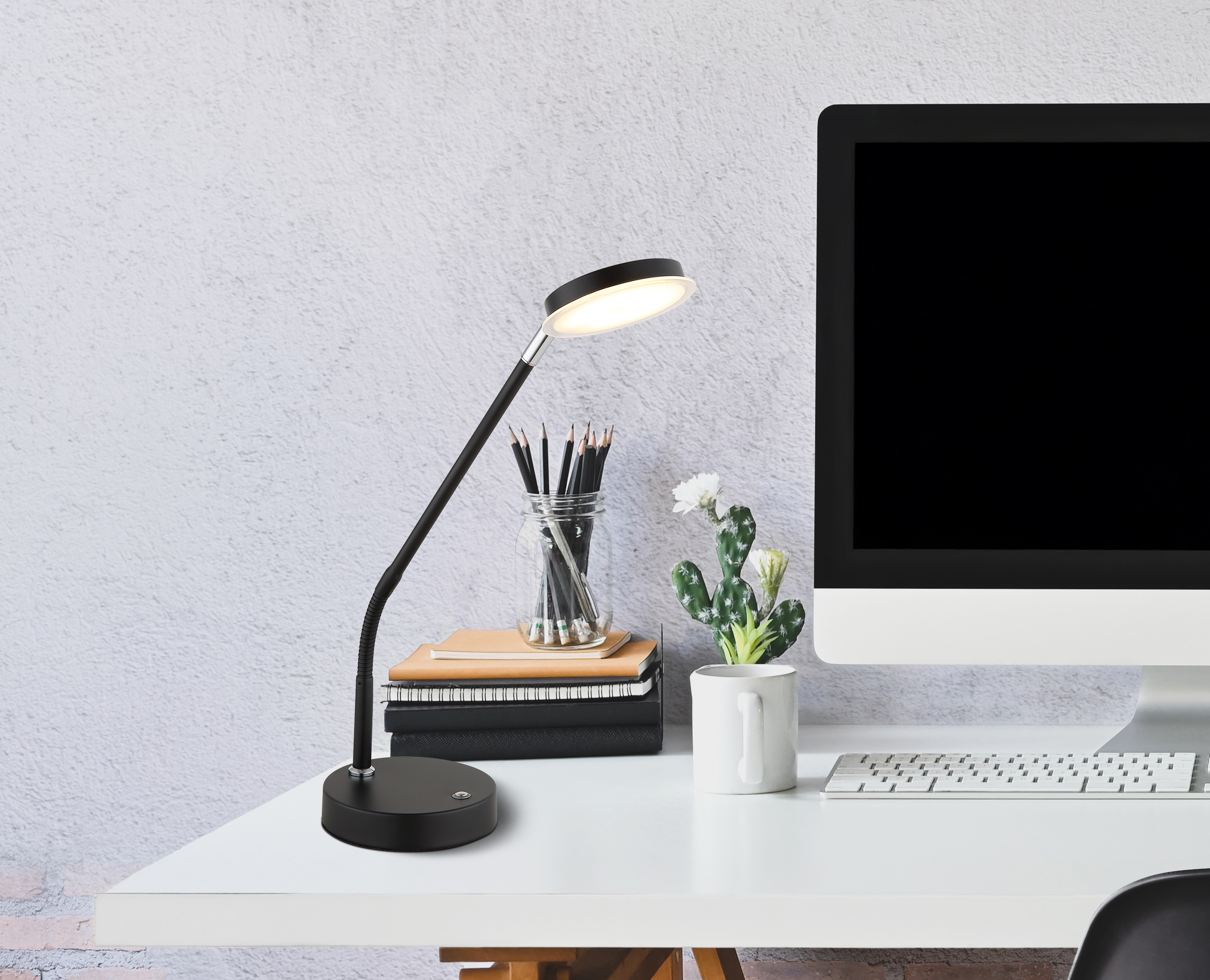 Tischleuchte SILVIO - LED, schwarz matt, ca. 43x13x52cm