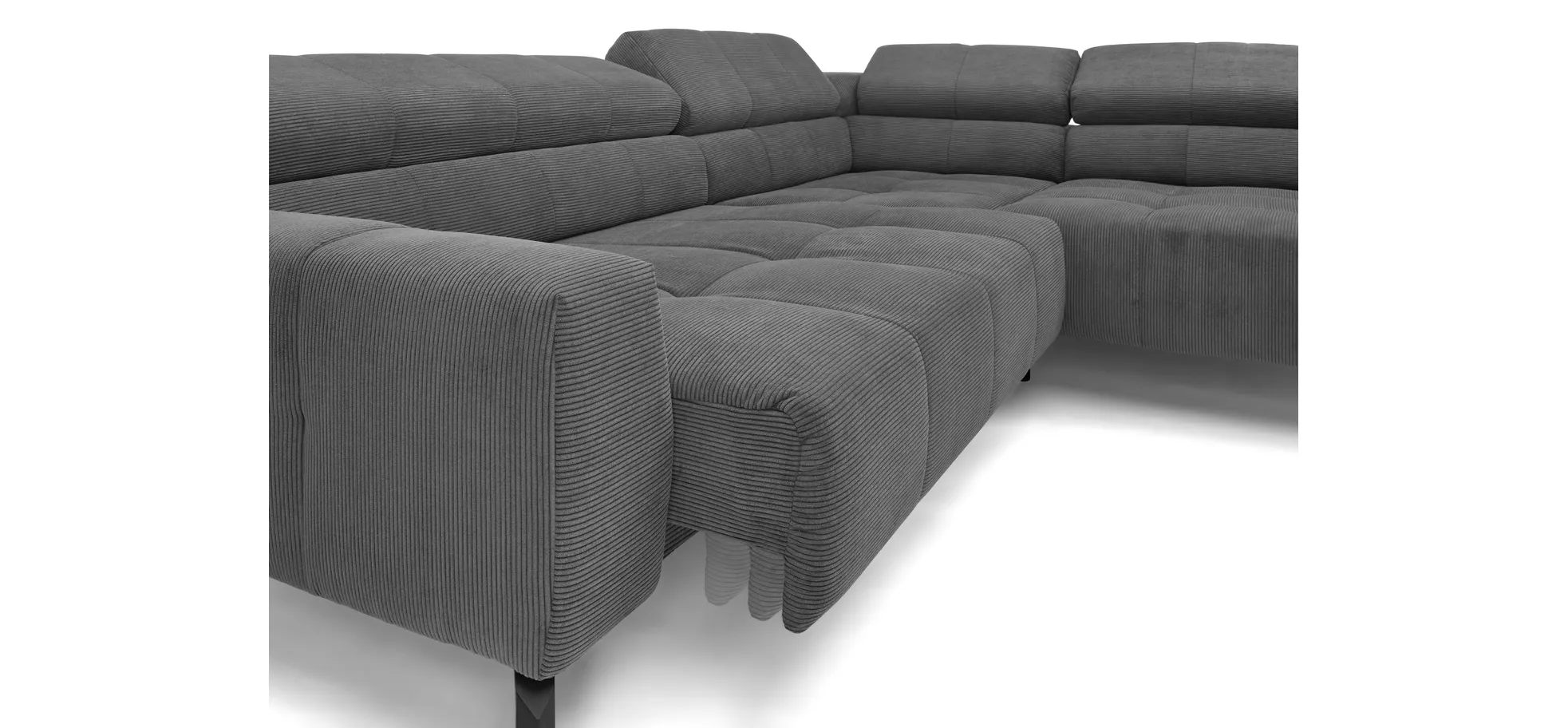 Ecksofa COLLEEN - 2-Sitzer mit Ecke rechts, Sitzvorzug motorisch, Feincord, Anthrazit