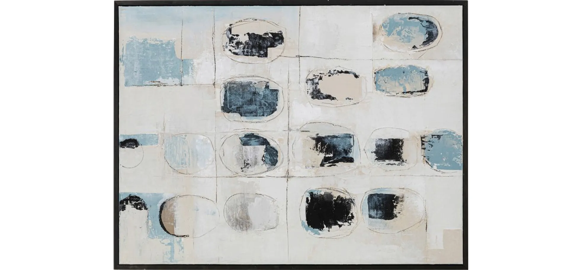 Gerahmtes Bild - LB ca. 120x160 cm, Grau, Blau