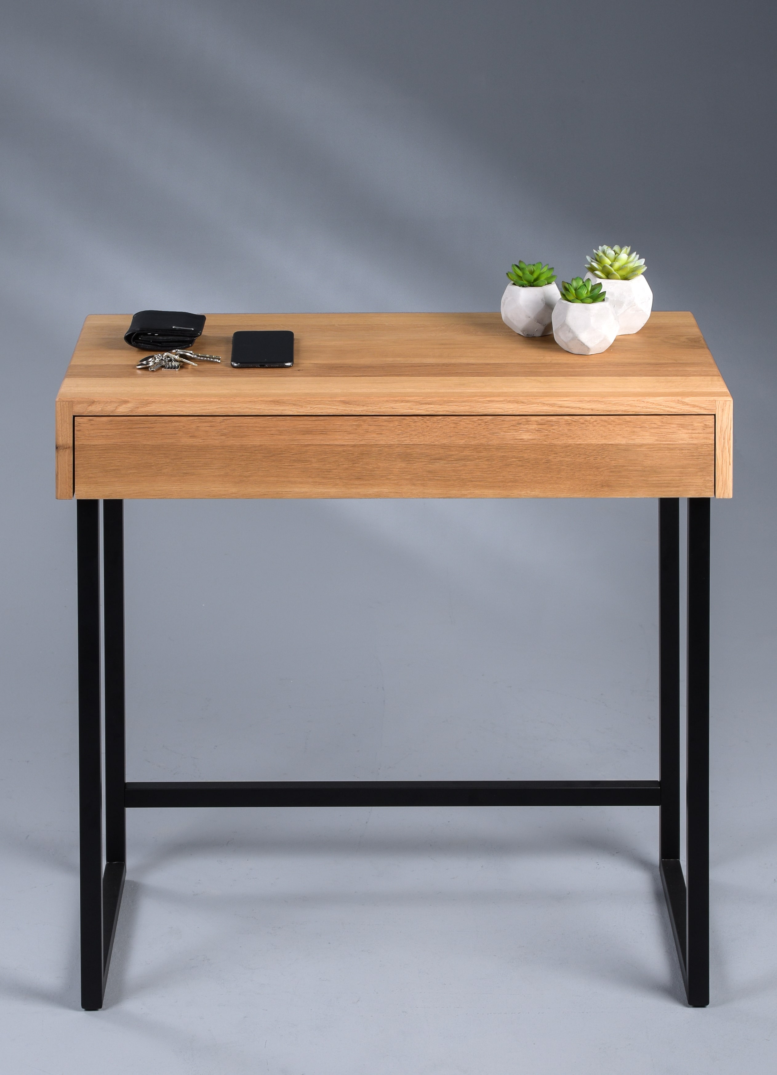 Konsole, Wildeiche massiv, BHT 80x75x42 cm - Makena