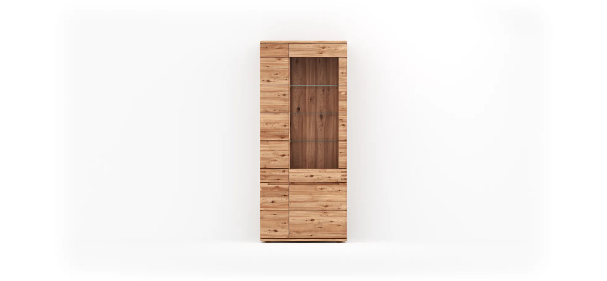 Vitrine Cartago Soft - Astbuche massiv, natur geölt